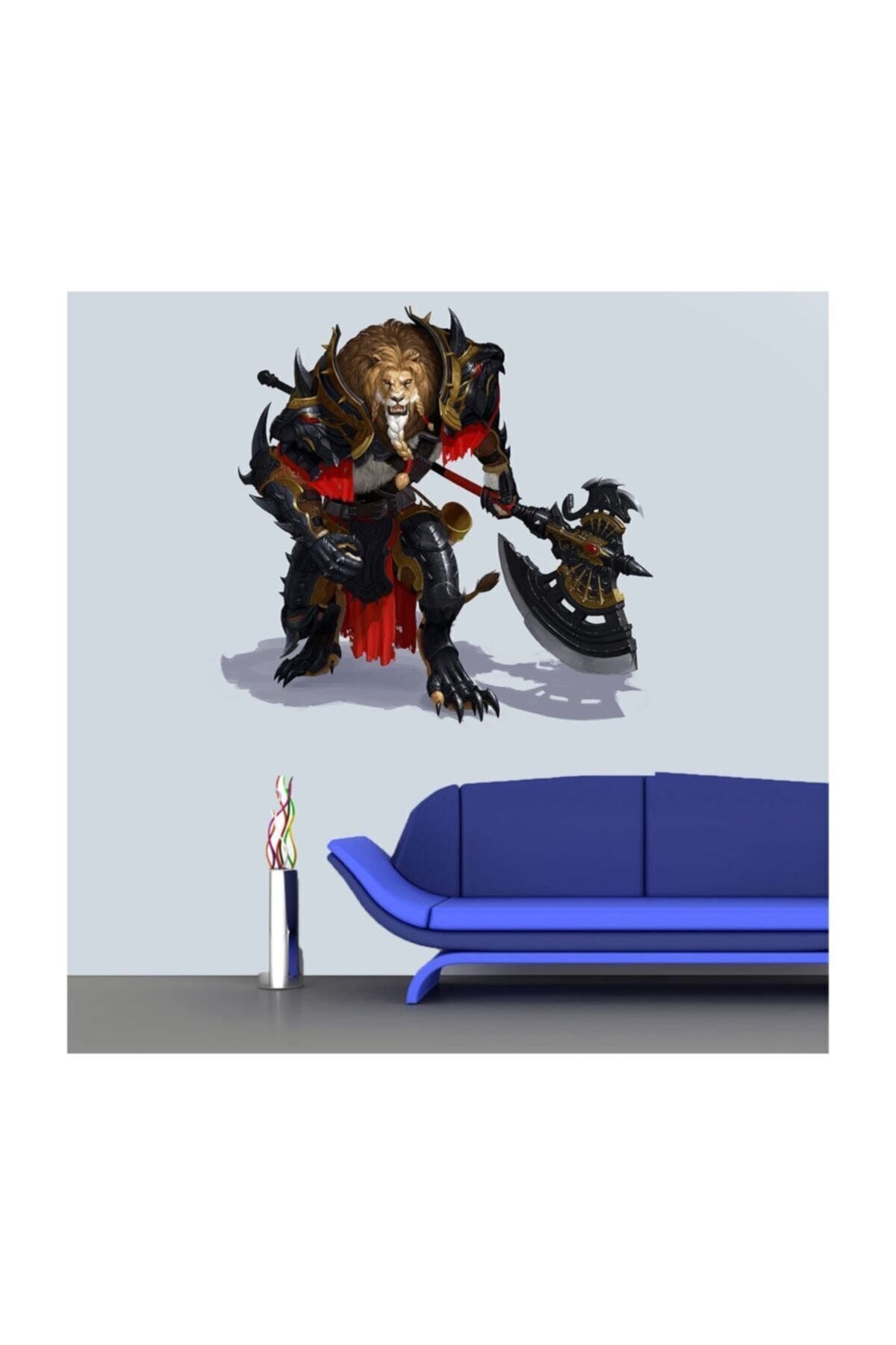 KT Decor Süper Kahramanlar Warrior Lion 3d Render Özel Basım Duvar Sticker