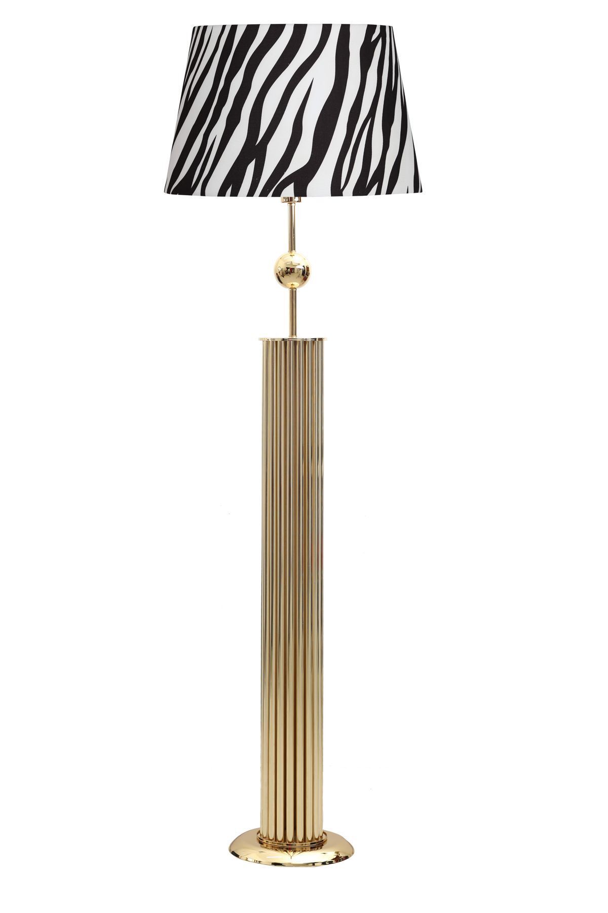 epifanio Odeon Gold Kaplama Küre Detaylı Metal Çubuk Lambader - Zebra Desenli
