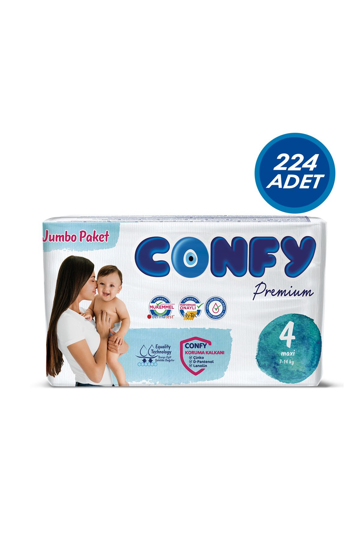 Confy Premium 4 Numara Bebek Bezi Maxi 7 - 14 Kg 224 Adet