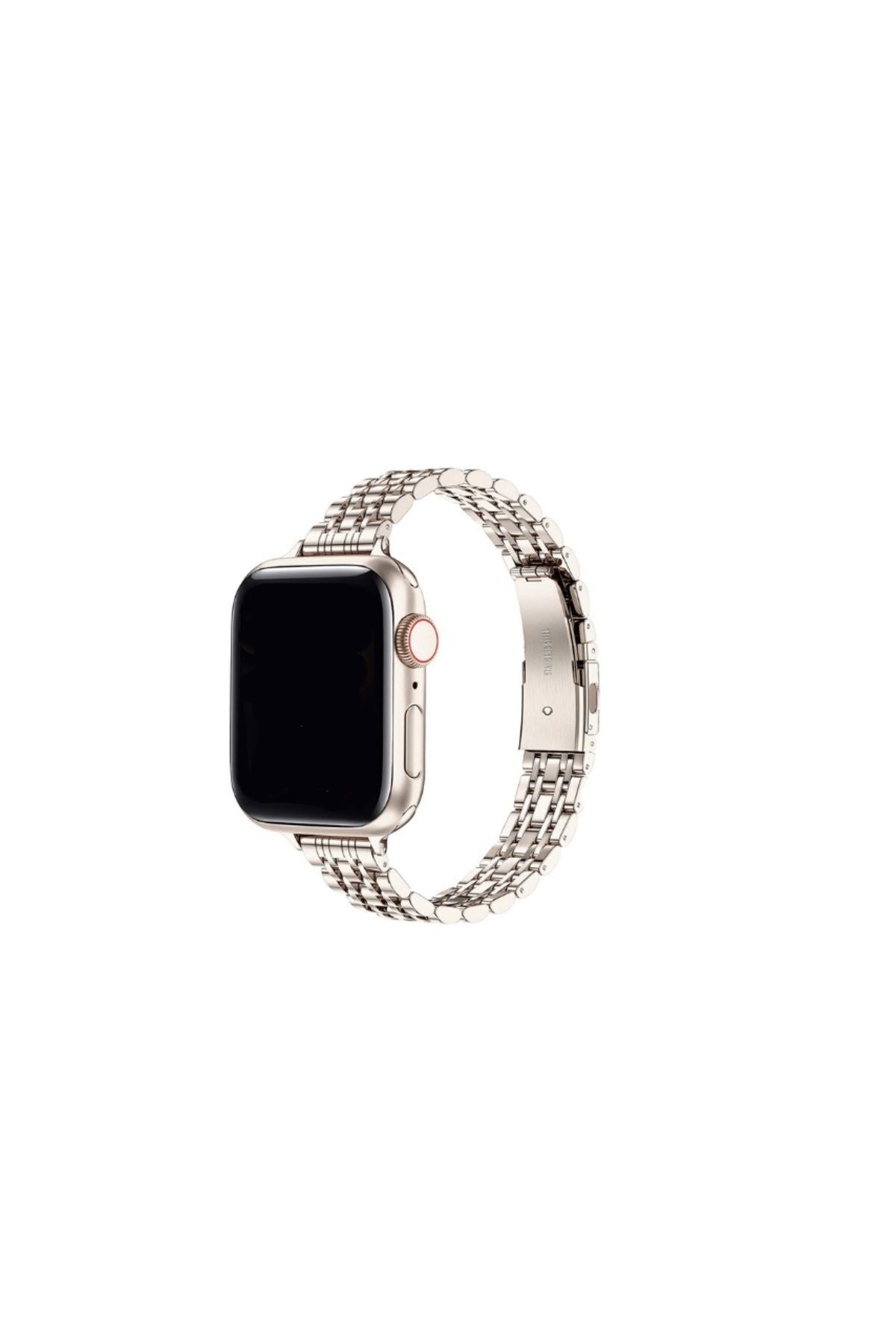 GREGOSS LÜX Apple Watch 2 3 4 5 6 7 SE 8 38 40 41 mm Uyumlu Zarif Slim Tasarım Çelik Kordon Kayış