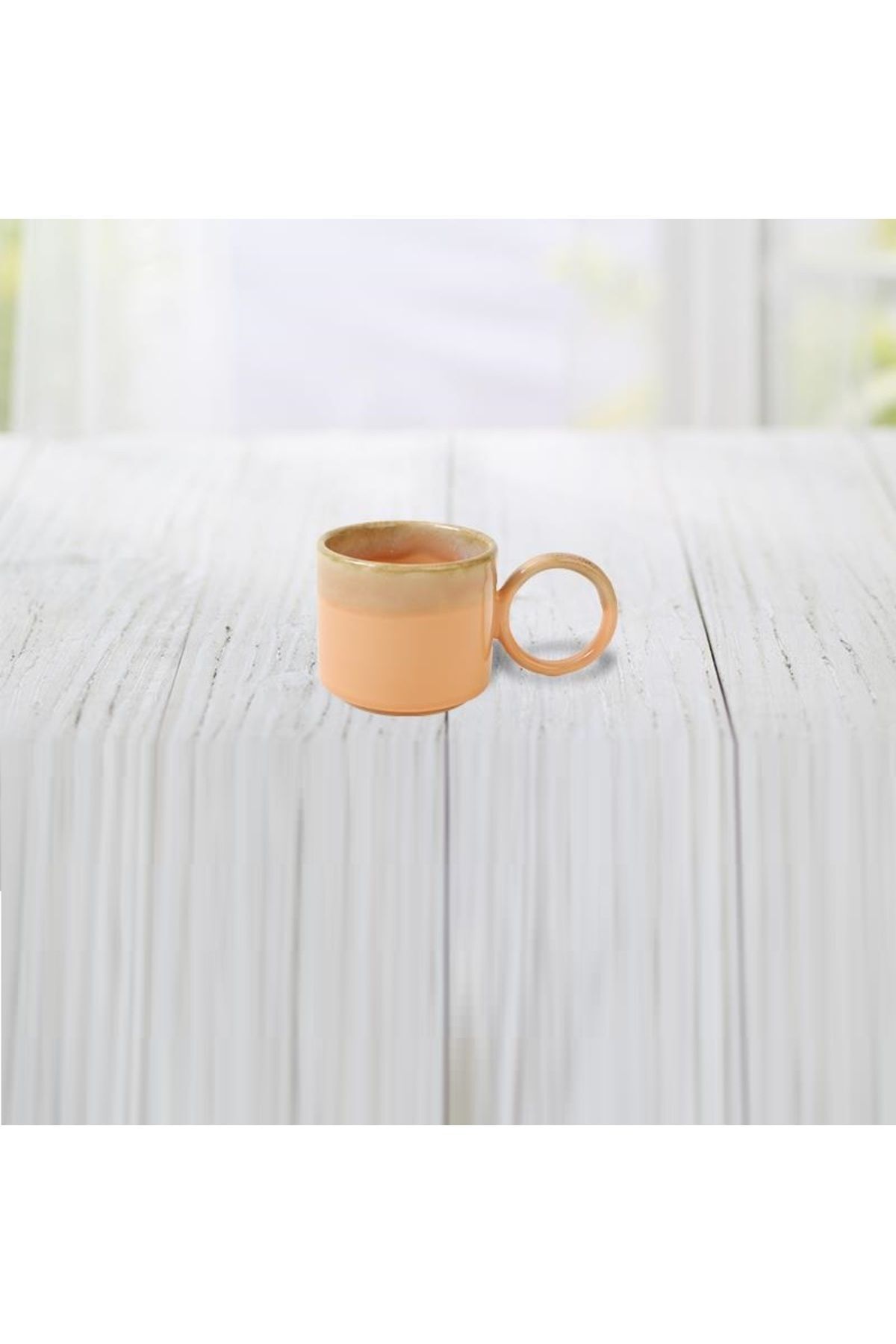 Keramika Stackable Çay Fincanı Halka Kulplu 8cm