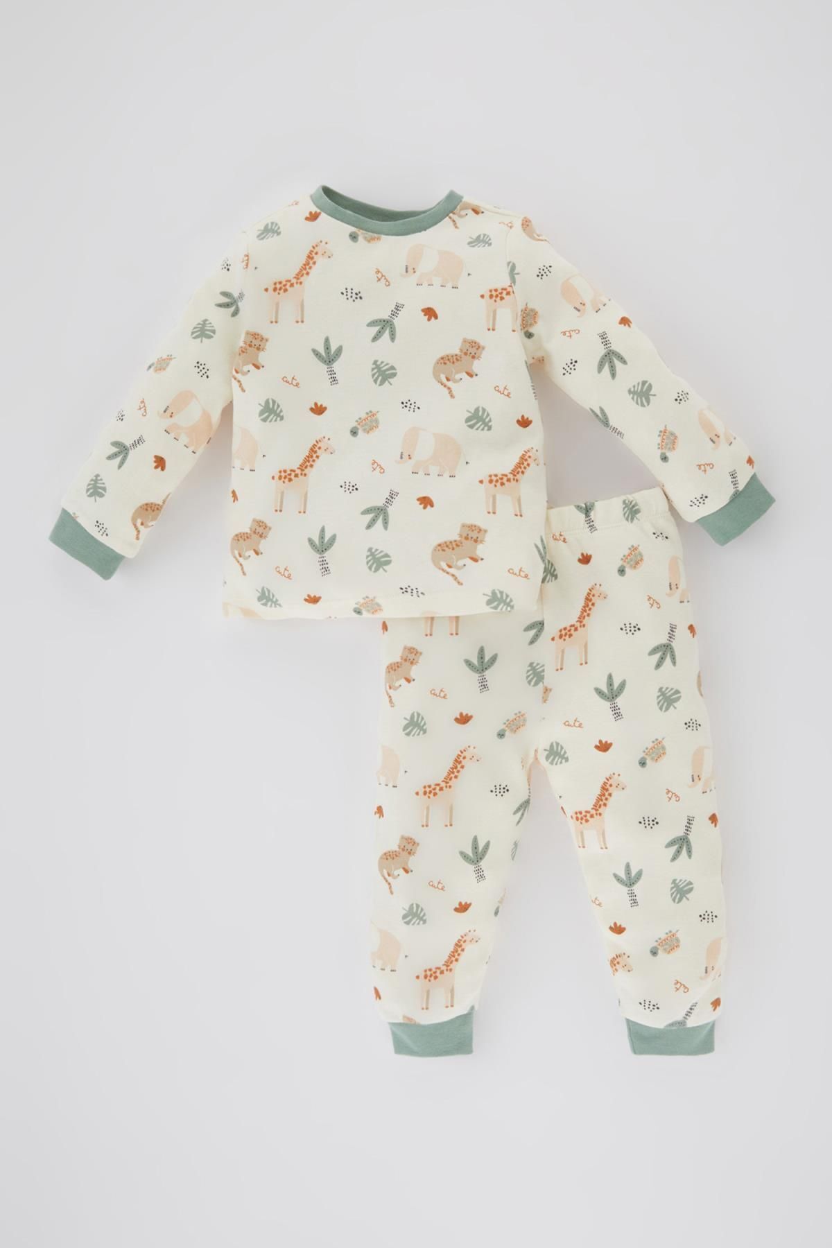Defacto Erkek Bebek Safari Baskılı Uzun Kollu Pijama Takımı B8785a524sp