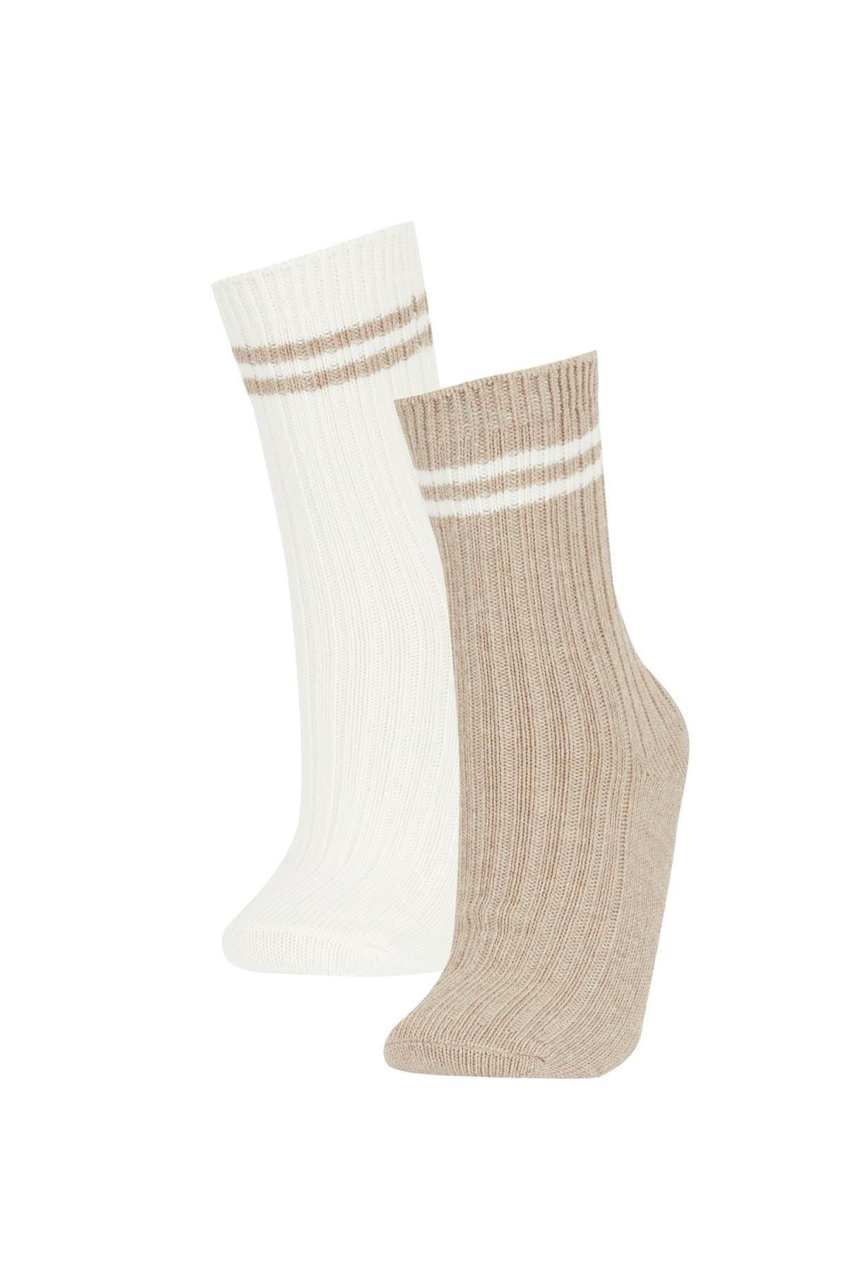 Defacto Kadın 2'li Pamuklu Kışlık Çorap Y7639azns