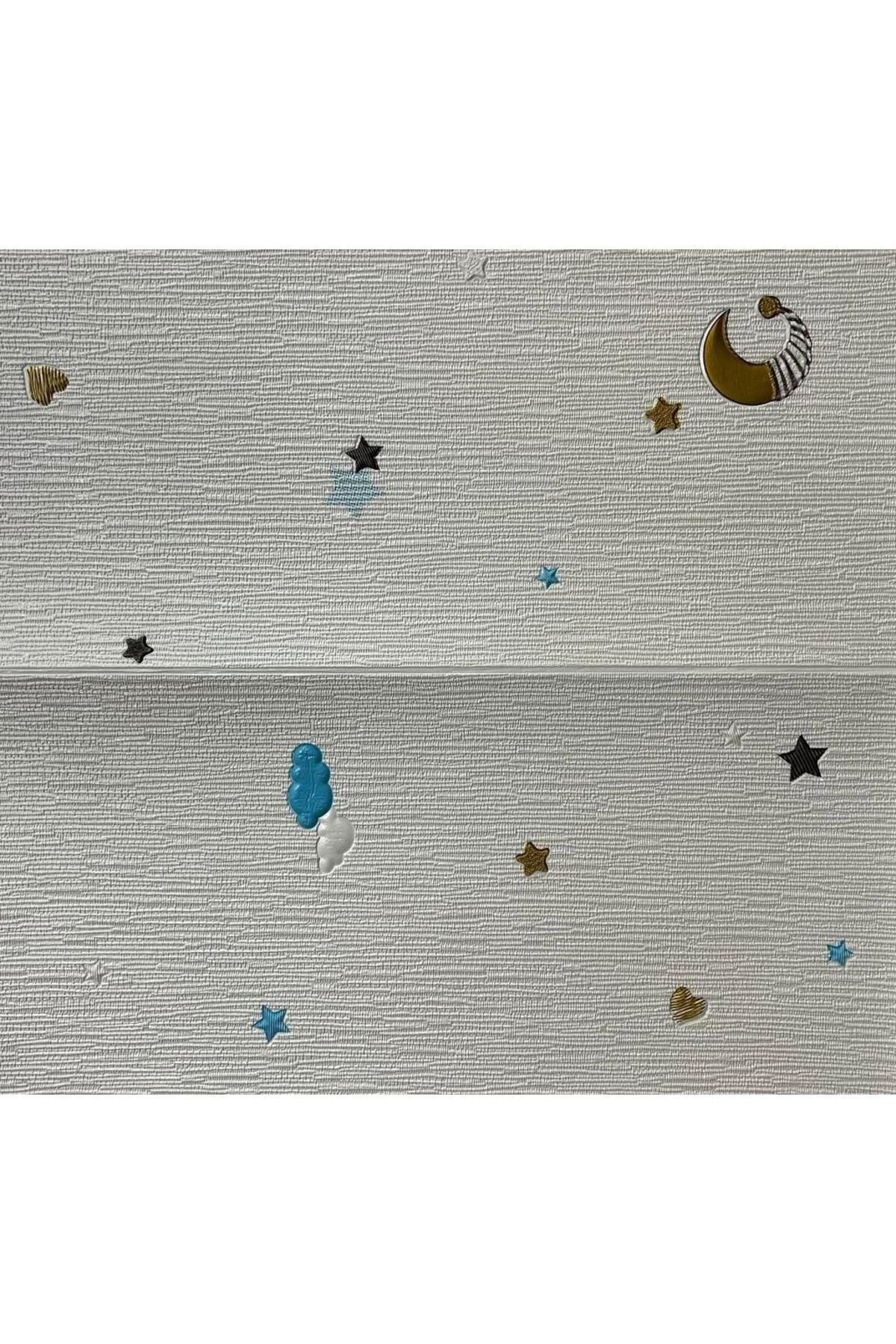 Renkli Duvarlar Kendinden Yapışkanlı Silinebilir Yıldız Uzay Anaokulu Çoçuk Odası Salon Duvar Kağıdı Paneli Nw164