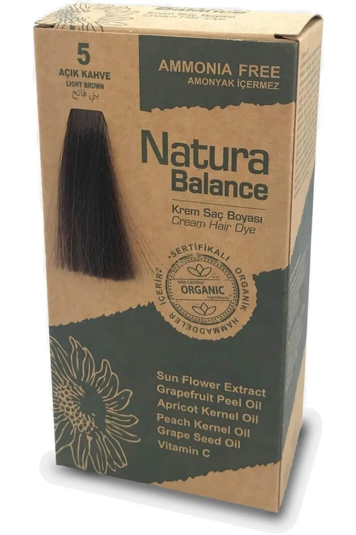 NATURABALANCE Natura Balance 5 Açık Kahve Organik Krem Saç Boyası