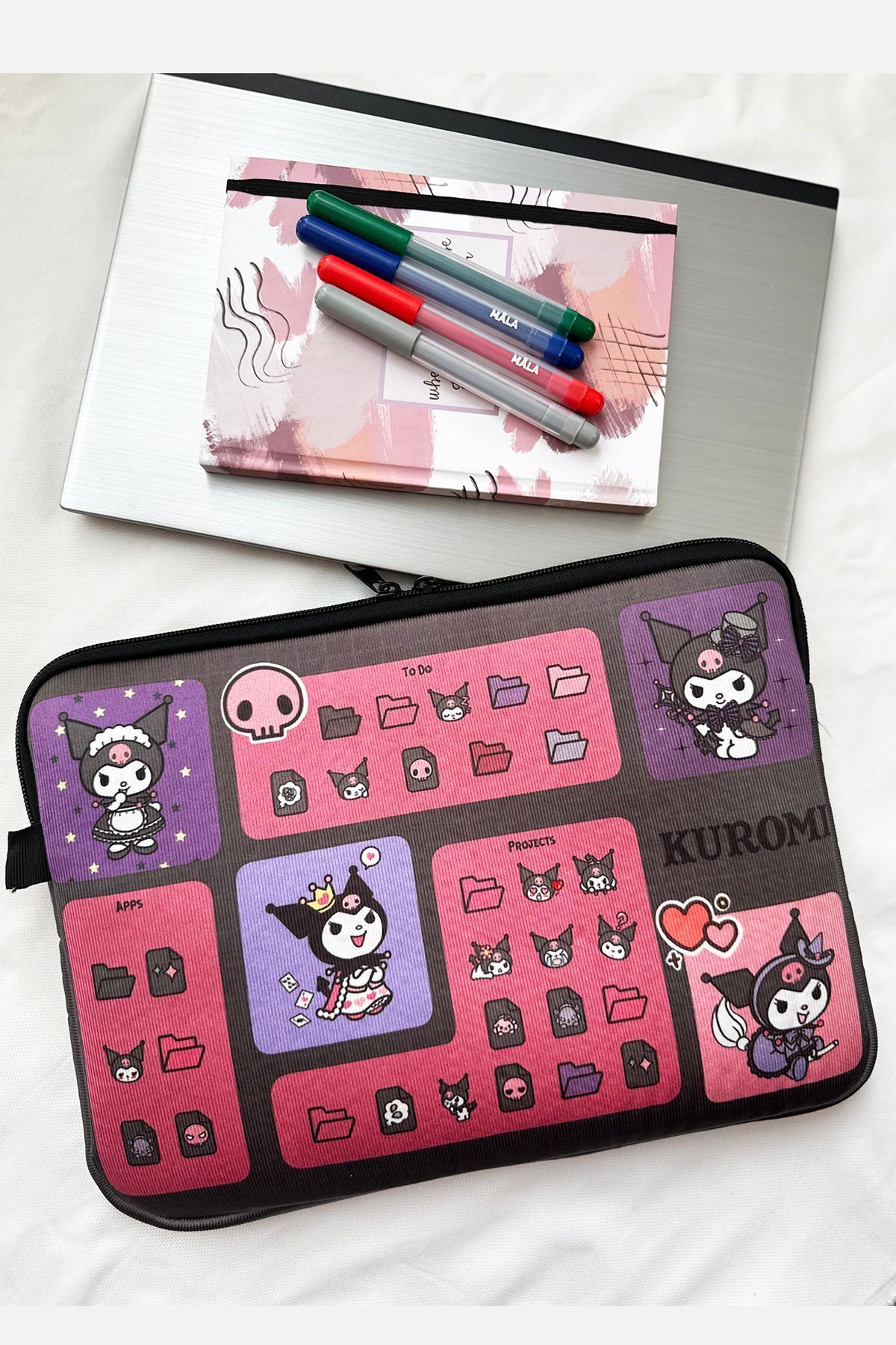 MODAZEY Kuromi Folder Desenli Tablet & Laptop Çantası