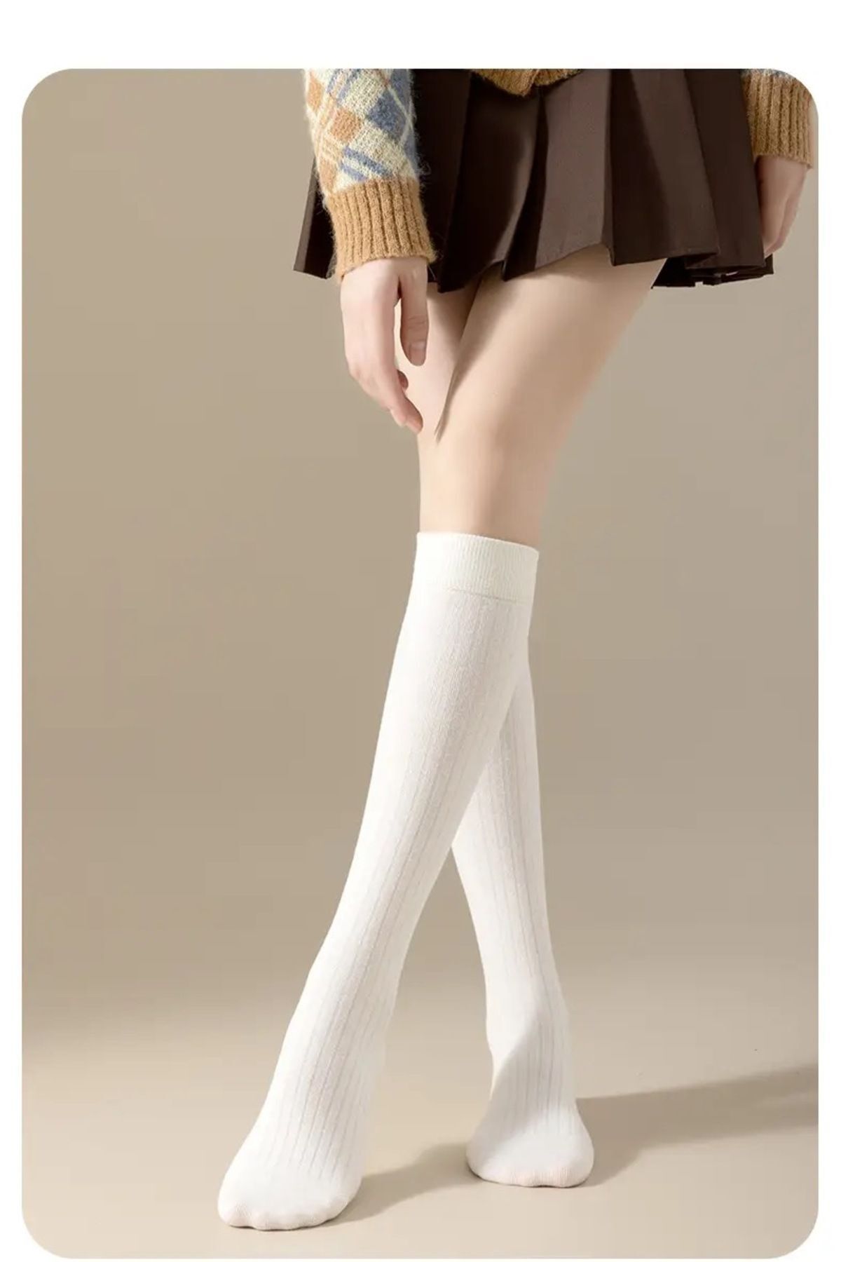izaycollection 4 Çift Beyaz Bambu Pamuklu Kadın Çorap Burun Topuk Dikişsizdir