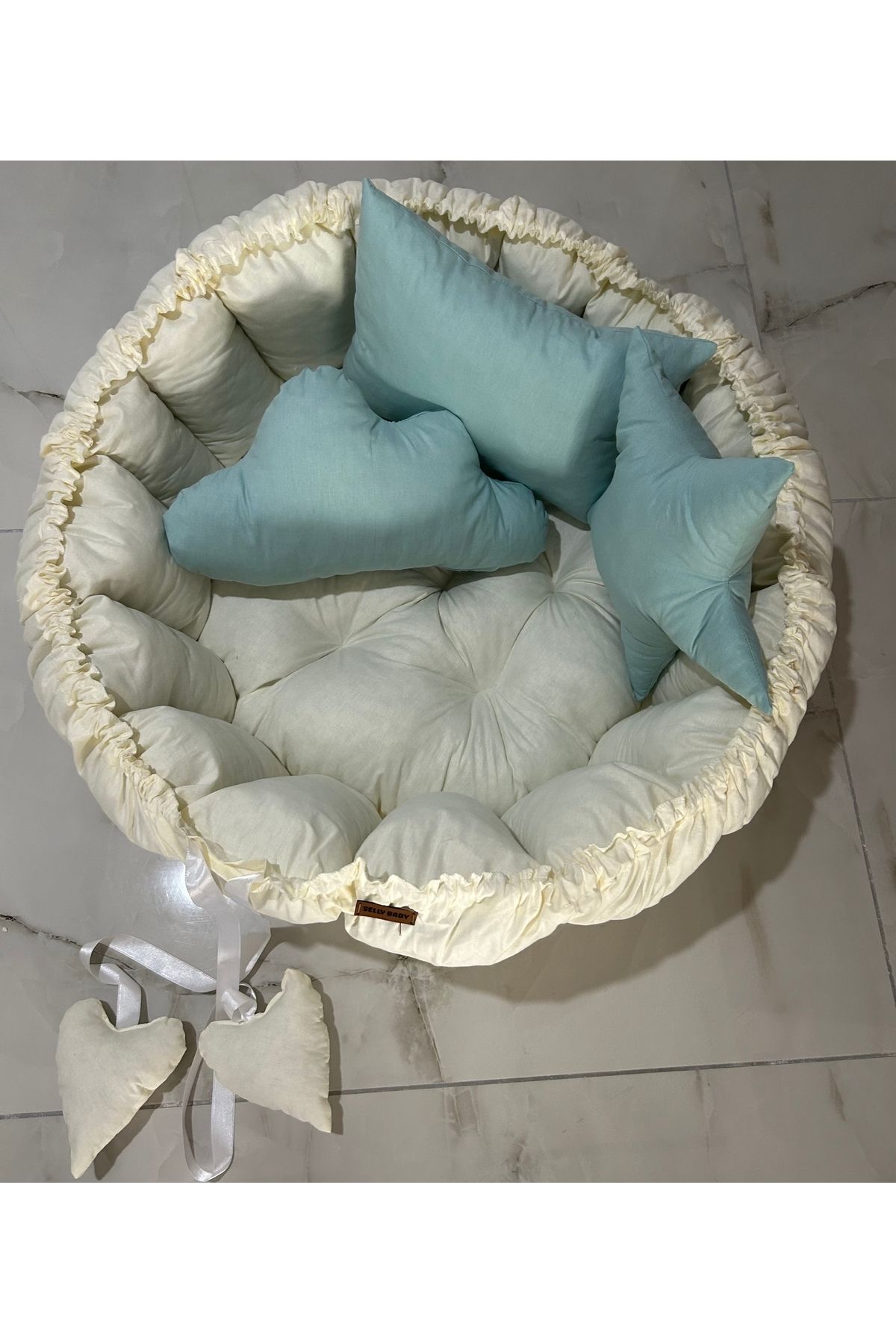 Selly Baby Krem Renkli Yastıklar Açılır Kapanır Oyun Minderi Uyku Minderi