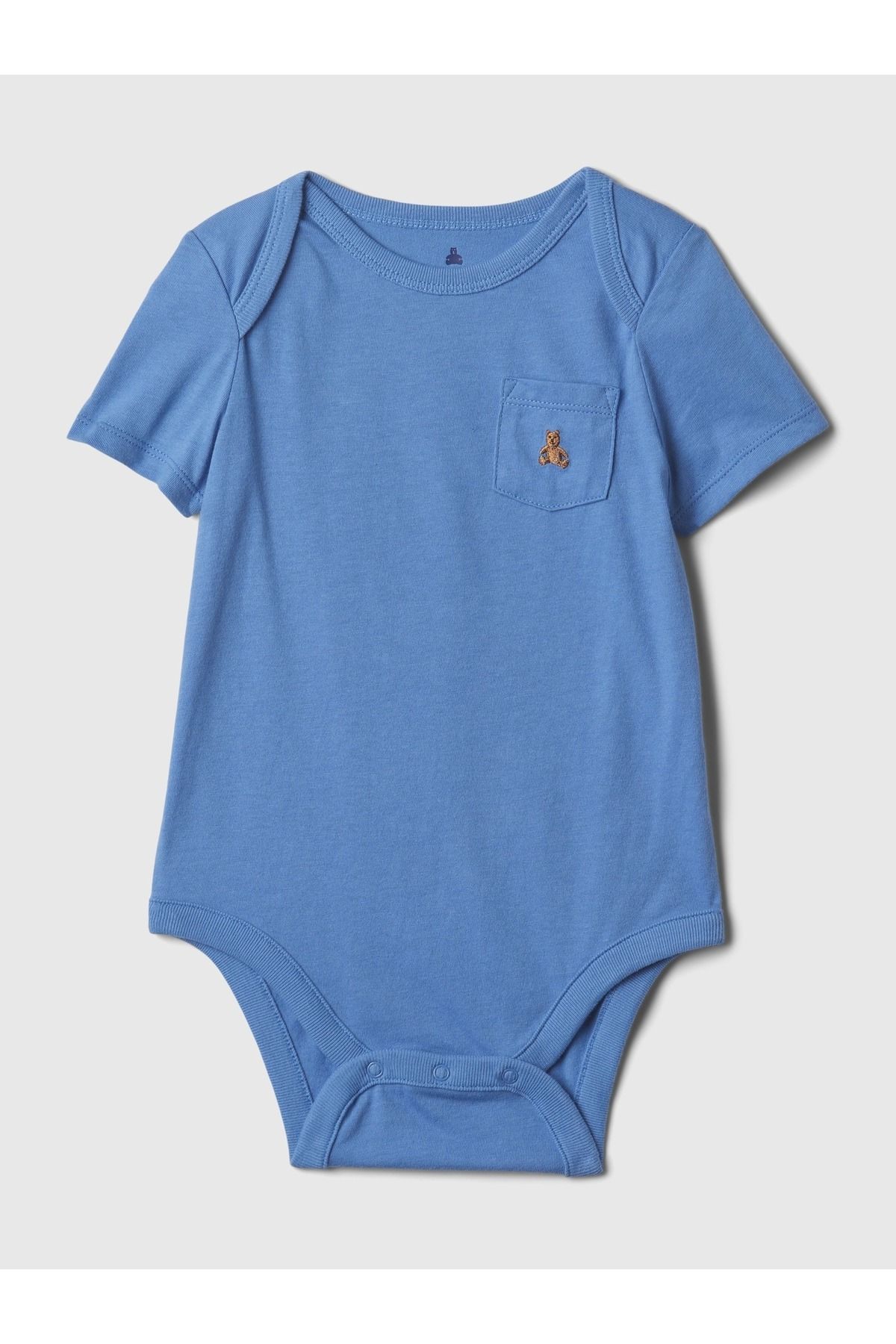 GAP Erkek Bebek Mavi Brannan Bear İşlemeli Mix & Match Bodysuit