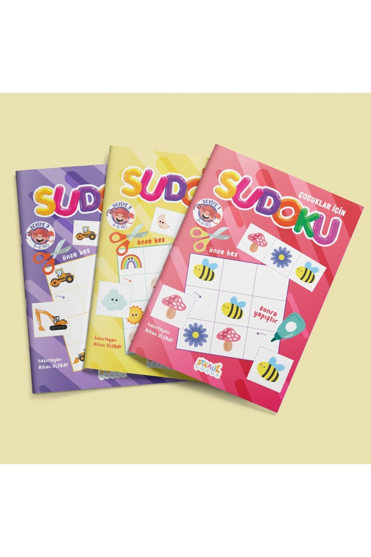 STAAU Çocuk Çocuklar Için Sudoku 3'lü Set - Seviye 1-2-3 (3 Kitap)
