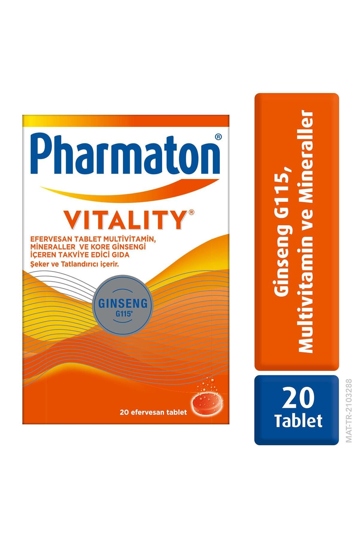 Pharmaton Vitality Efervesan 20 Tablet - Ginseng G115, Multivitamin ve Mineraller