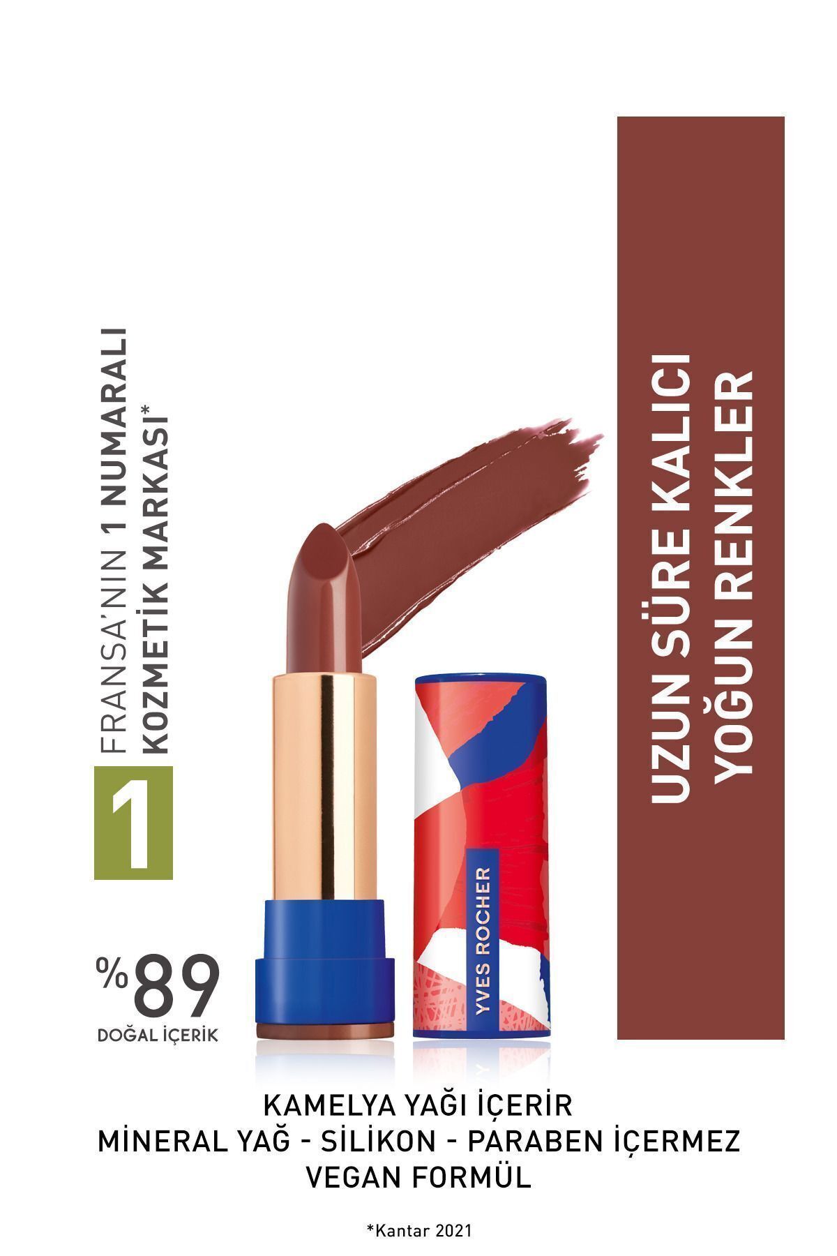 Yves Rocher Süper Nem Veren Yoğun Renkli Saten Ruj-Null + Göz Makyaj Temizleyici Organic Lipstick