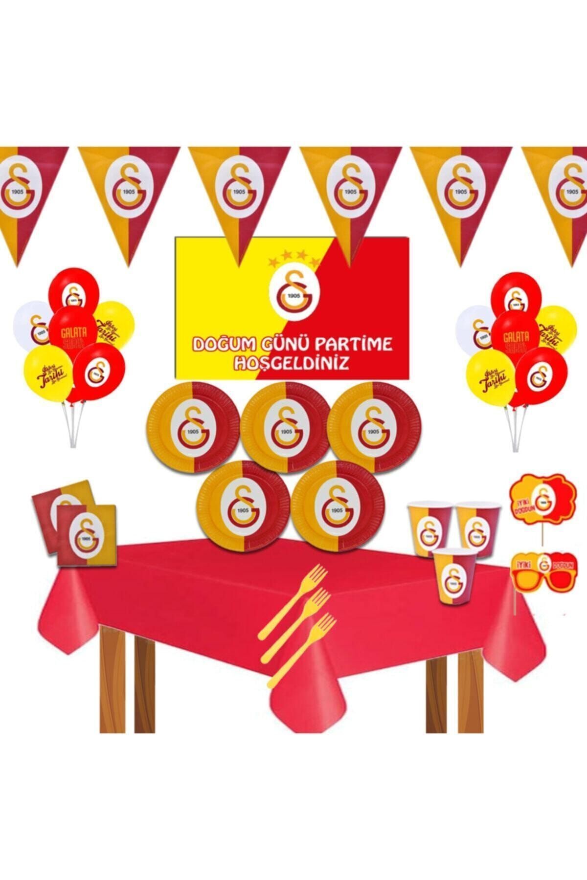 BalonEvi Afişli Galatasaray Cimbom Doğum Günü Parti Seti 24 Kişilik