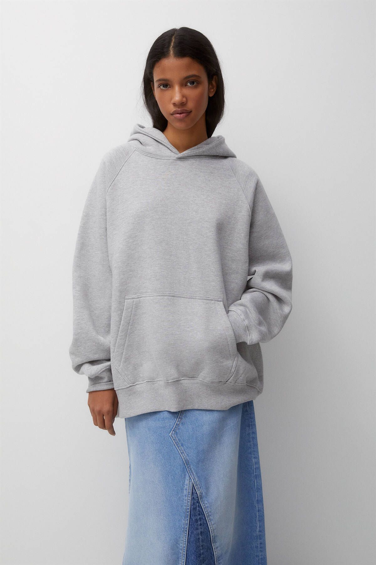 Pull & Bear Basic oversize kapüşonlu sweatshirt