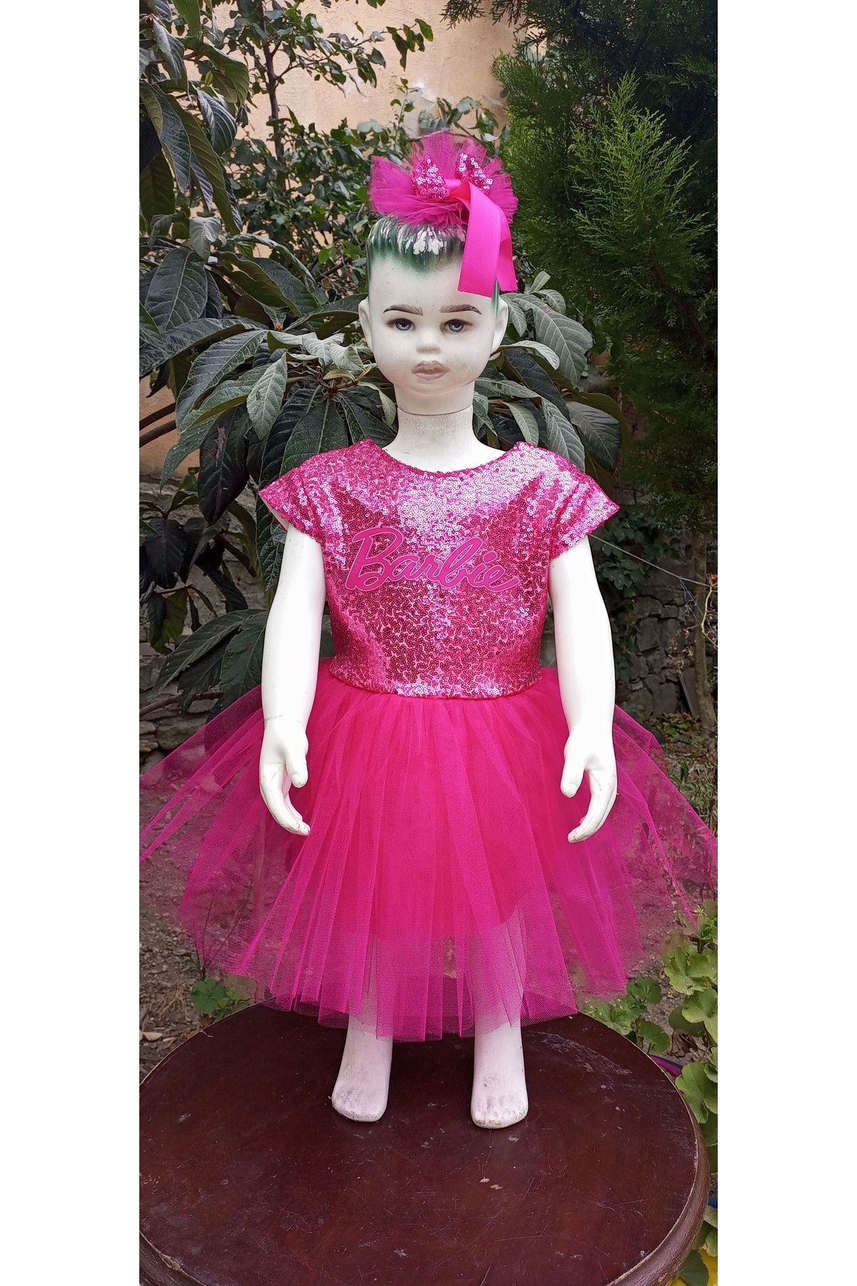 Niliya çocuk giyim Payetli Barbie tütü elbise