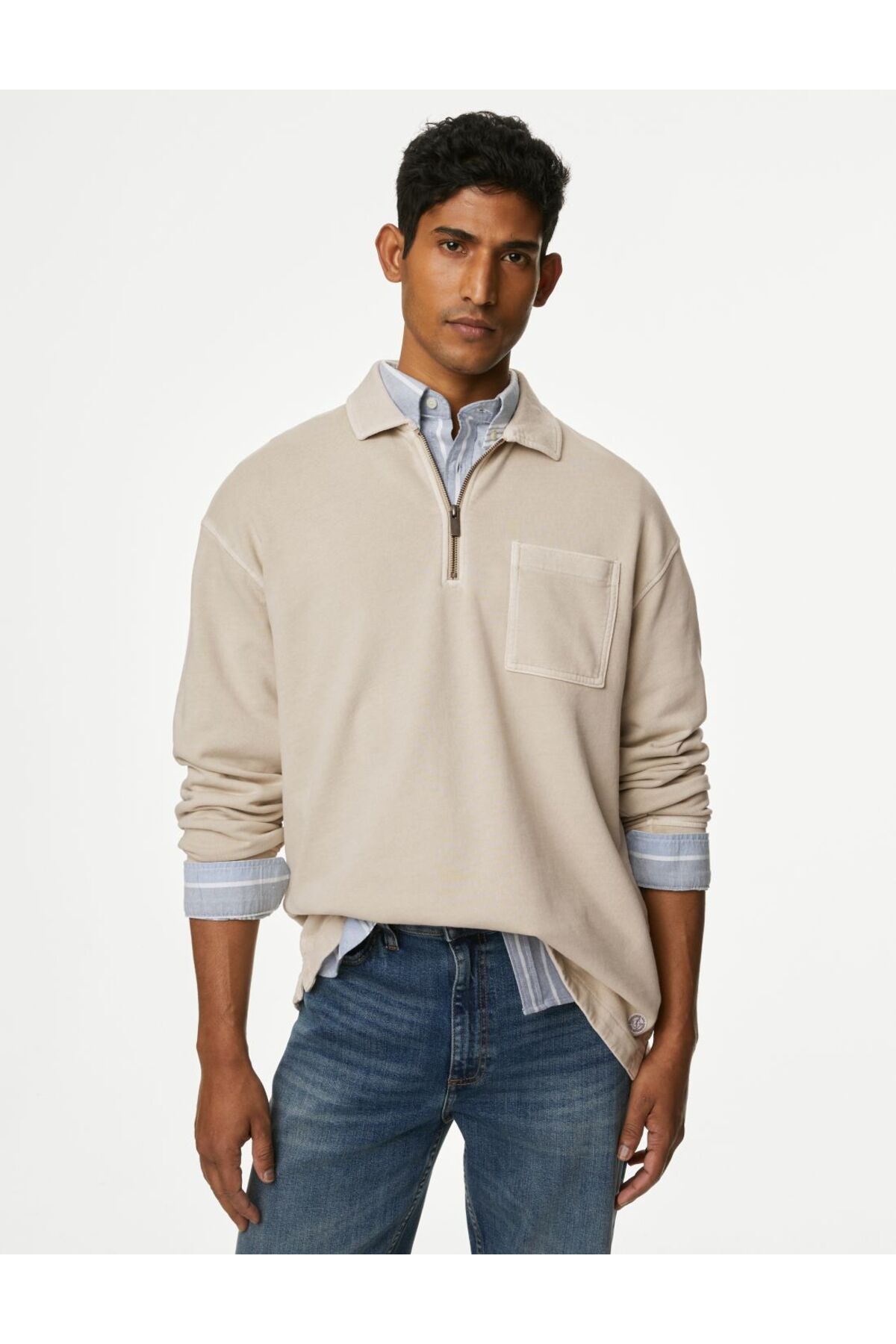 Marks & Spencer Saf Pamuklu Relaxed Fit Sweatshirt