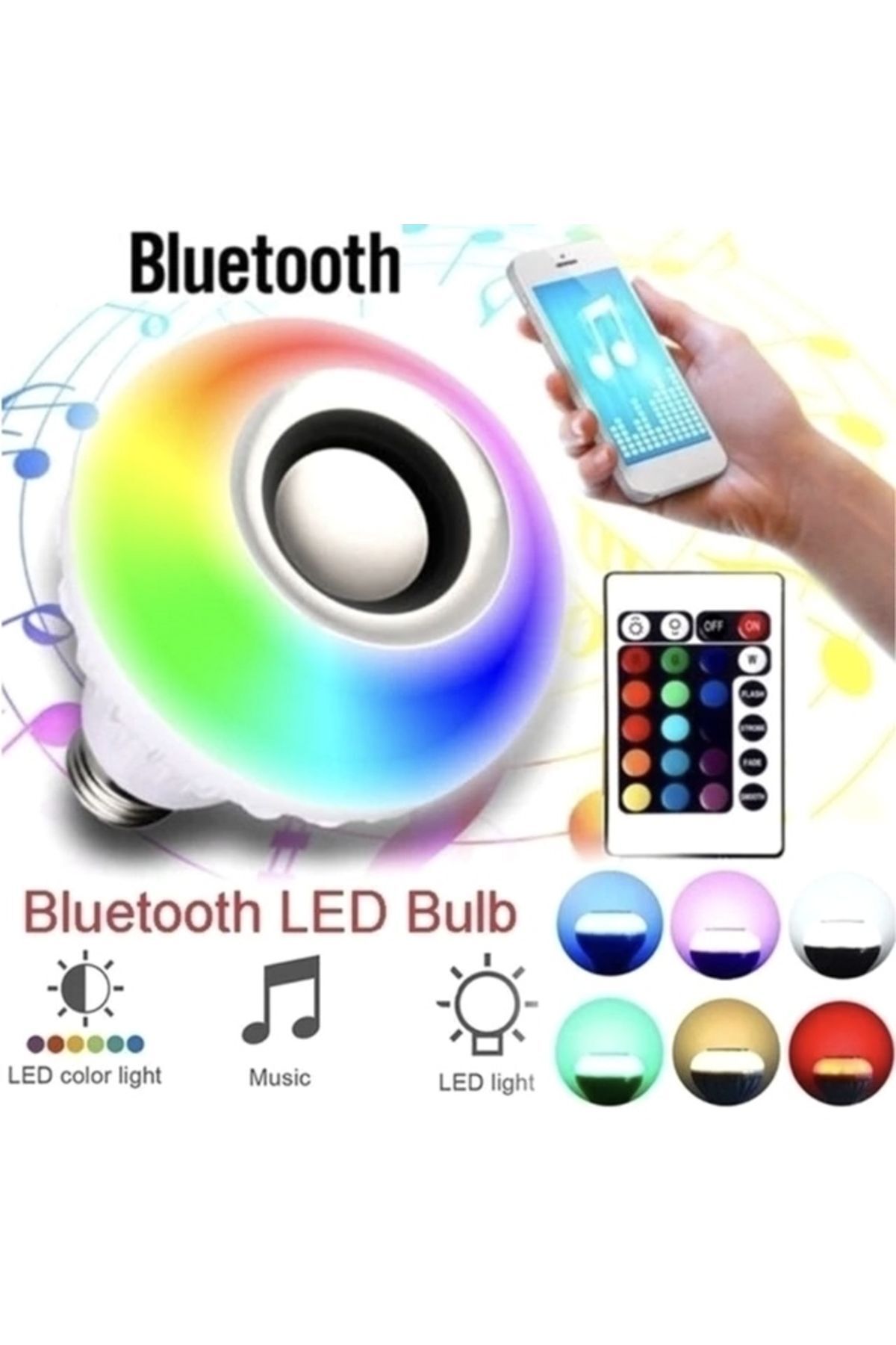 UCUZTEKNO Bluetoothlu kumandalı ampül şeklinde hoparlör lamba hoparlör lamba
