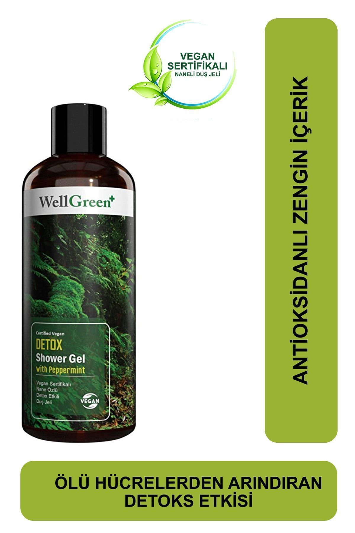 WellGreen + Vegan Sertifikalı Nane Özlü Detox Etkili Duş Jeli - 400ml