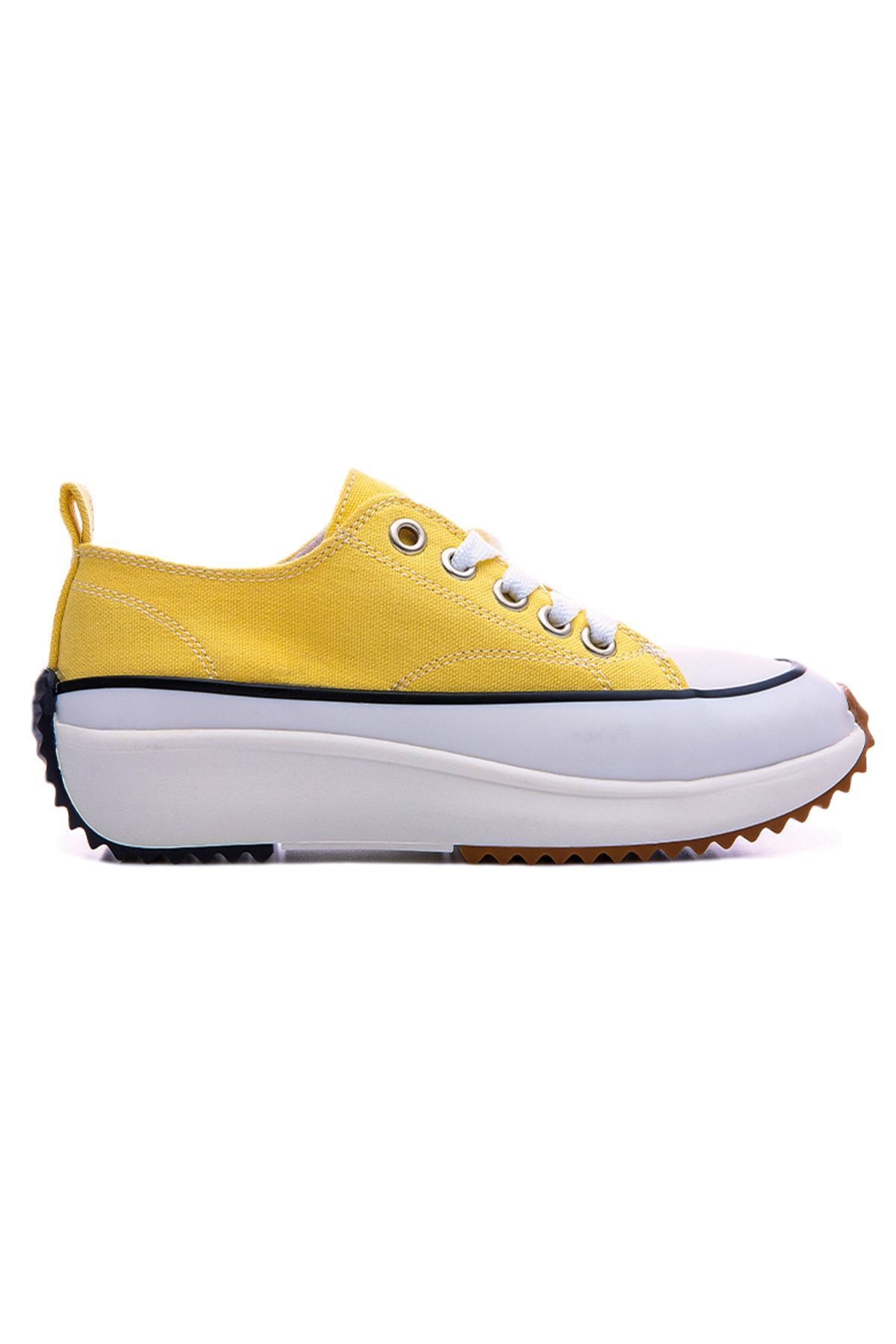 TOMMY LIFE Sarı Kadın Bağcıklı Yüksek Taban Günlük Spor Ayakkabı-89070