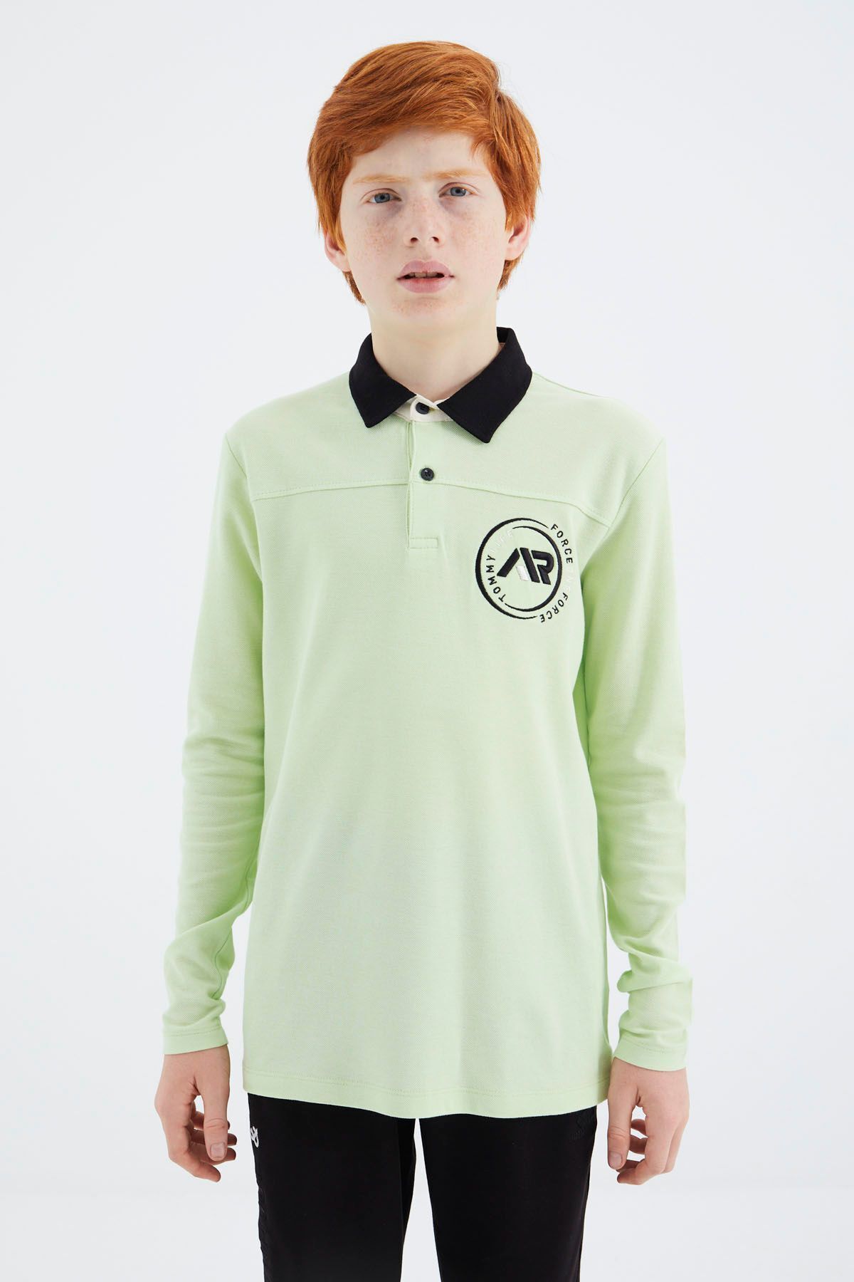 TOMMY LIFE Açık Yeşil Polo Yaka Erkek Çocuk T-Shirt - 11172