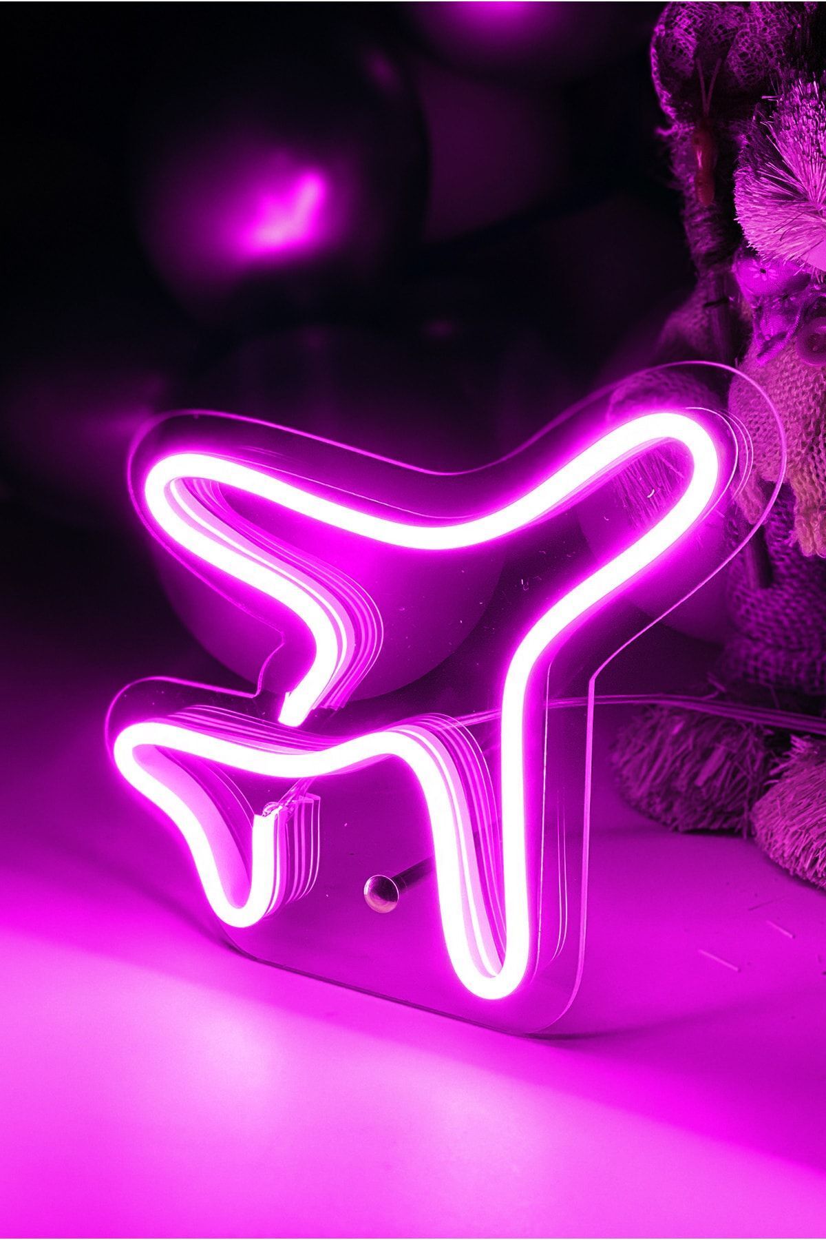 vinyuup Çocuk Odası Için Masaüstü Küçük Uçak Şeklinde Neon Led Işıklı Tablo 16 X 16 Cm