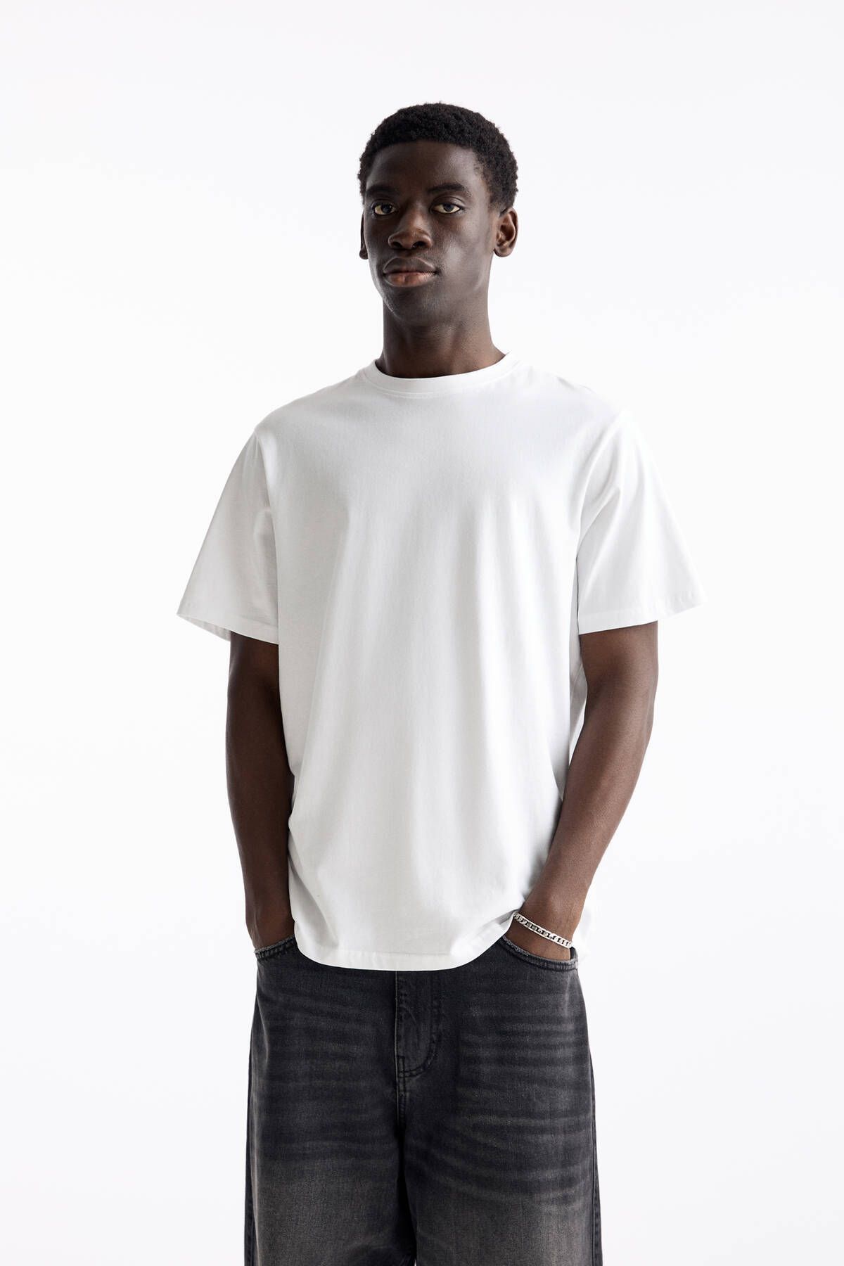 Pull & Bear Kısa kollu basic pamuklu t-shirt