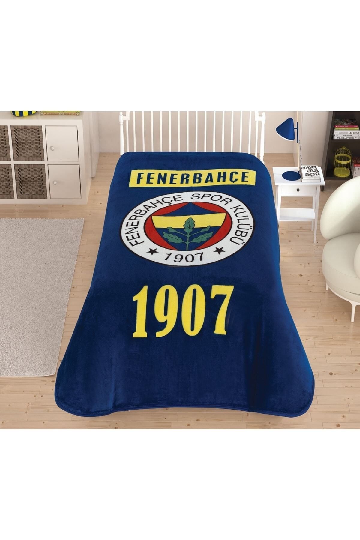 Lisanslı Taç Fenerbahçe Klasik Logo Tek Kişilik Battaniye.