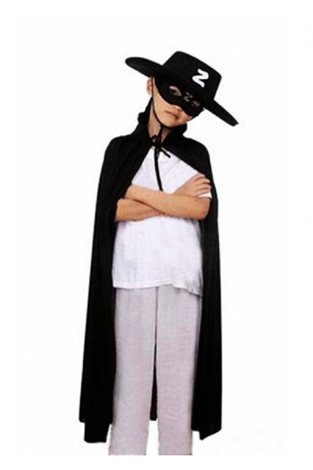 Skygo Çocuk Boy Zorro Pelerin + Şapka + Maske Kostüm Seti