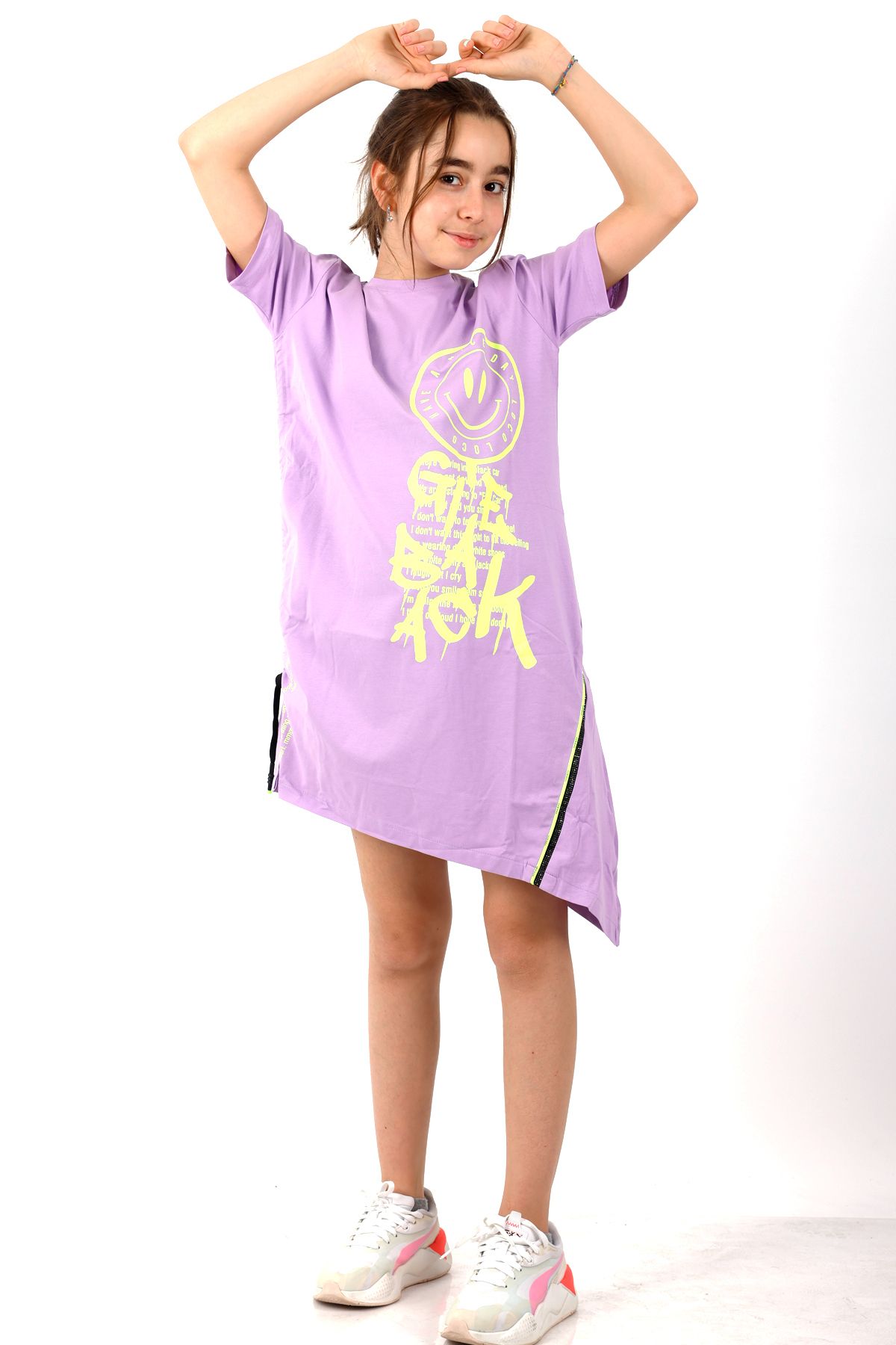 Cansın Mini Kız Çocuk Smile Baskılı Tunik Elbise 10-15 Yaş 13950