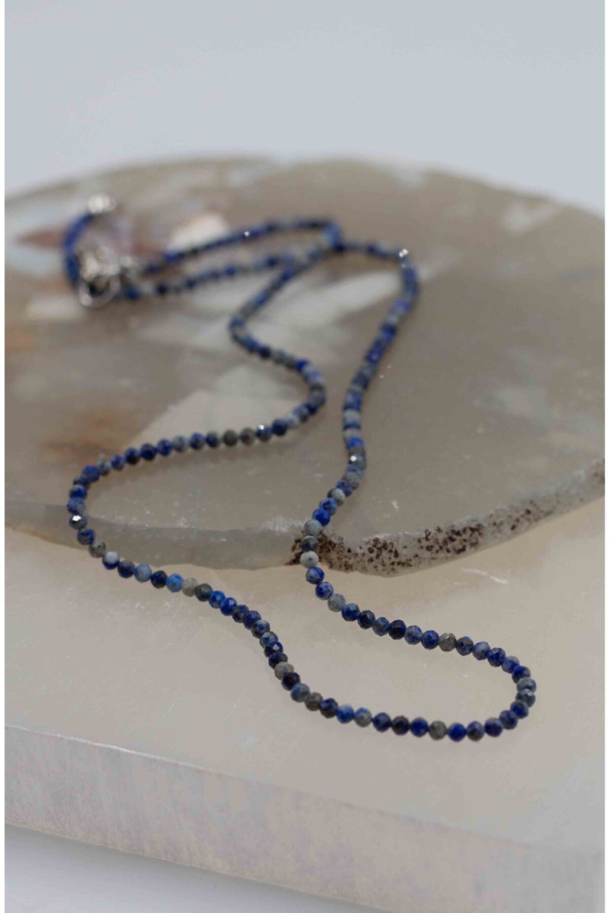 Mucize Taş Lapis Lazuli Taşı Ince Doğaltaş Kolye 2mm