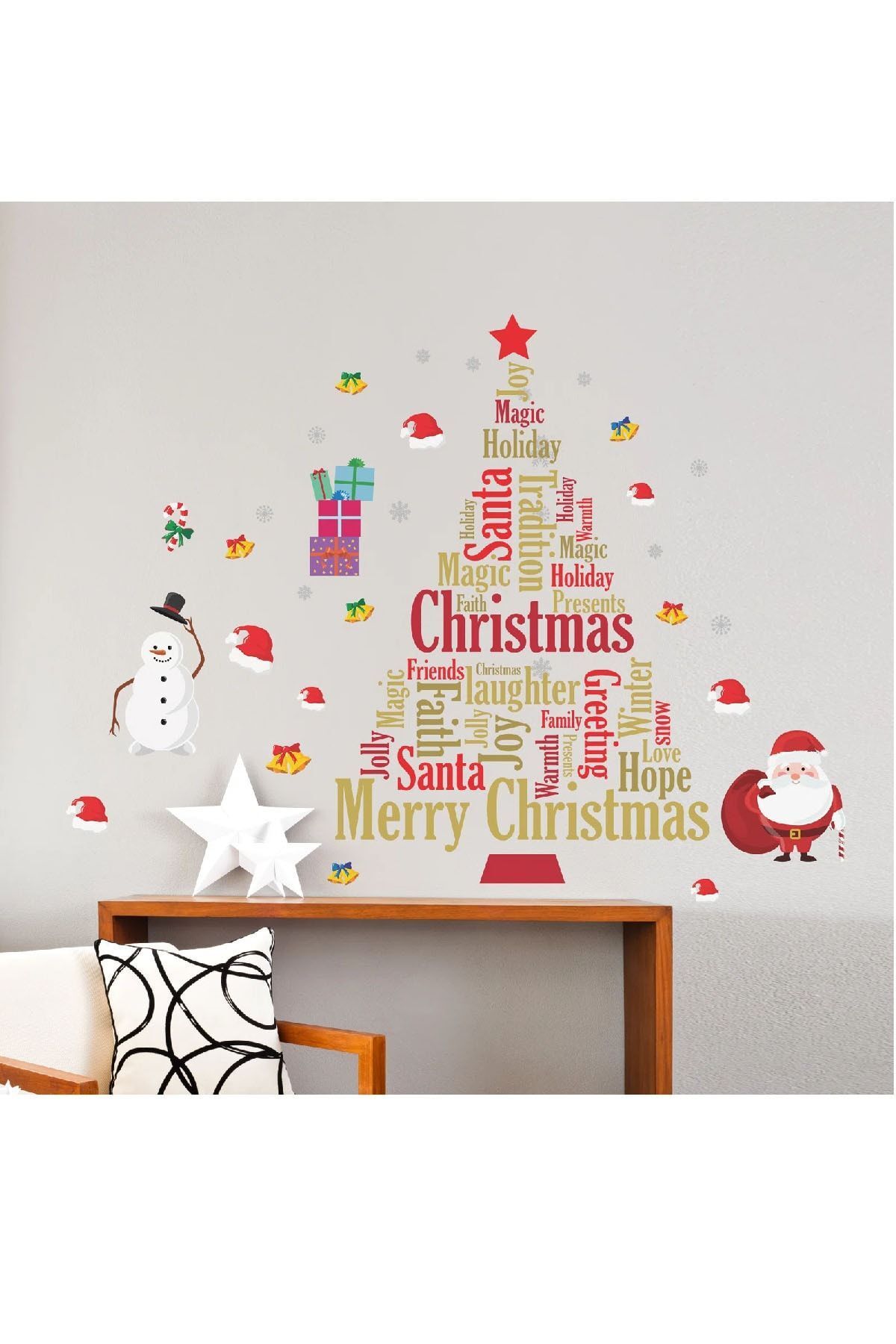 Kt Grup Noel Ağacı Ve Ingilizce Kelimeler Dekoratif Sticker