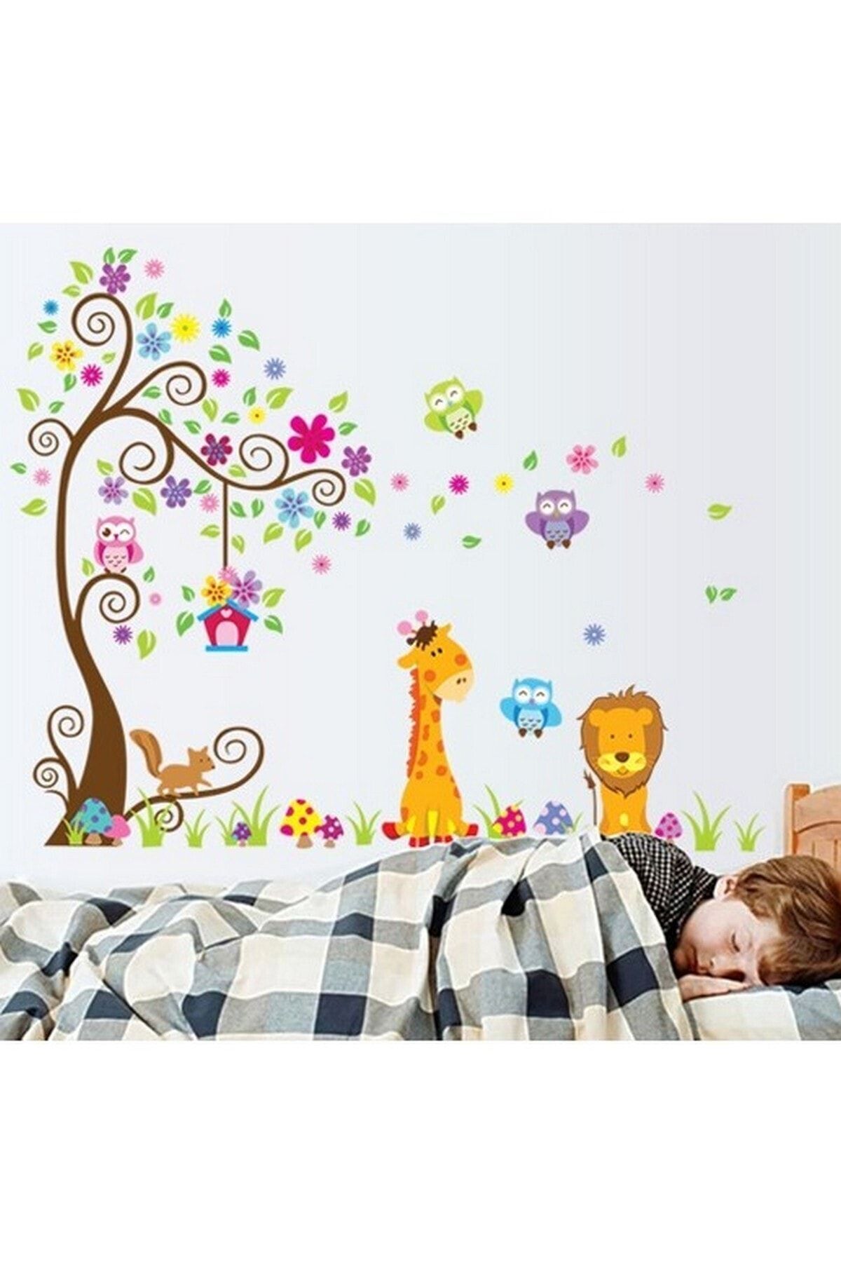 CRYSTAL KIDS Çocuk Odası Dekorasyonu Xl Dev Boyutlu Renkli Orman Hayvanları Pvc Duvar Sticker