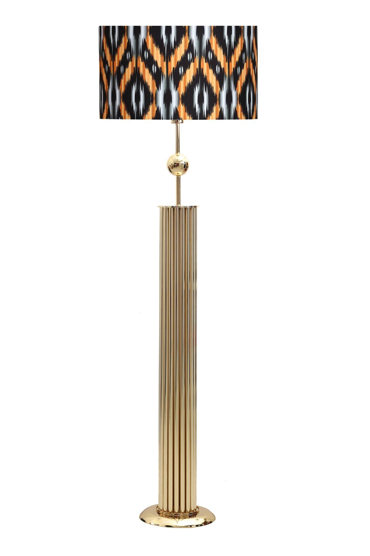 epifanio Odeon Gold Kaplama Küre Detaylı Metal Çubuk Lambader - Etnic Desenli