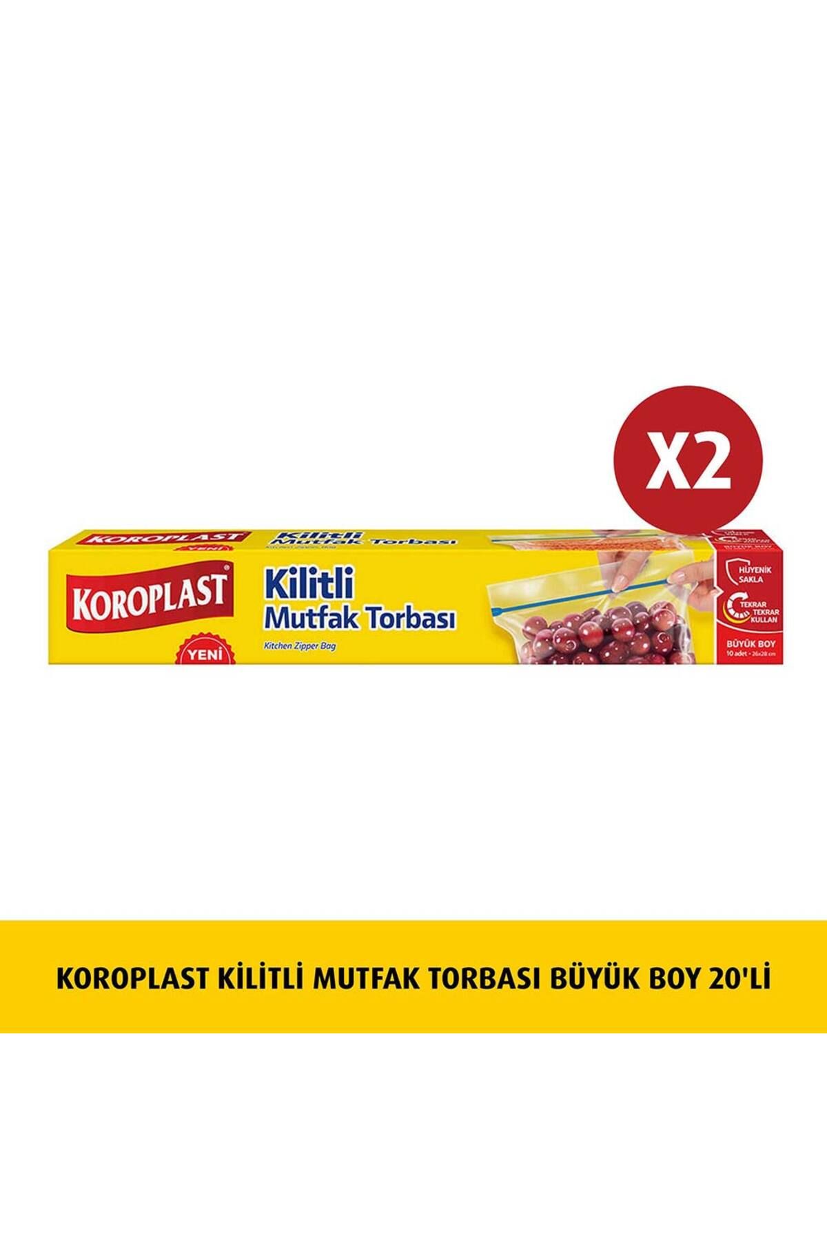 Koroplast Kilitli Mutfak Torbası Büyük  Boy 10'lu X 2 Adet Kilitli Mutfak Torbası Büyük  Boy 10'lu X 2 Adet