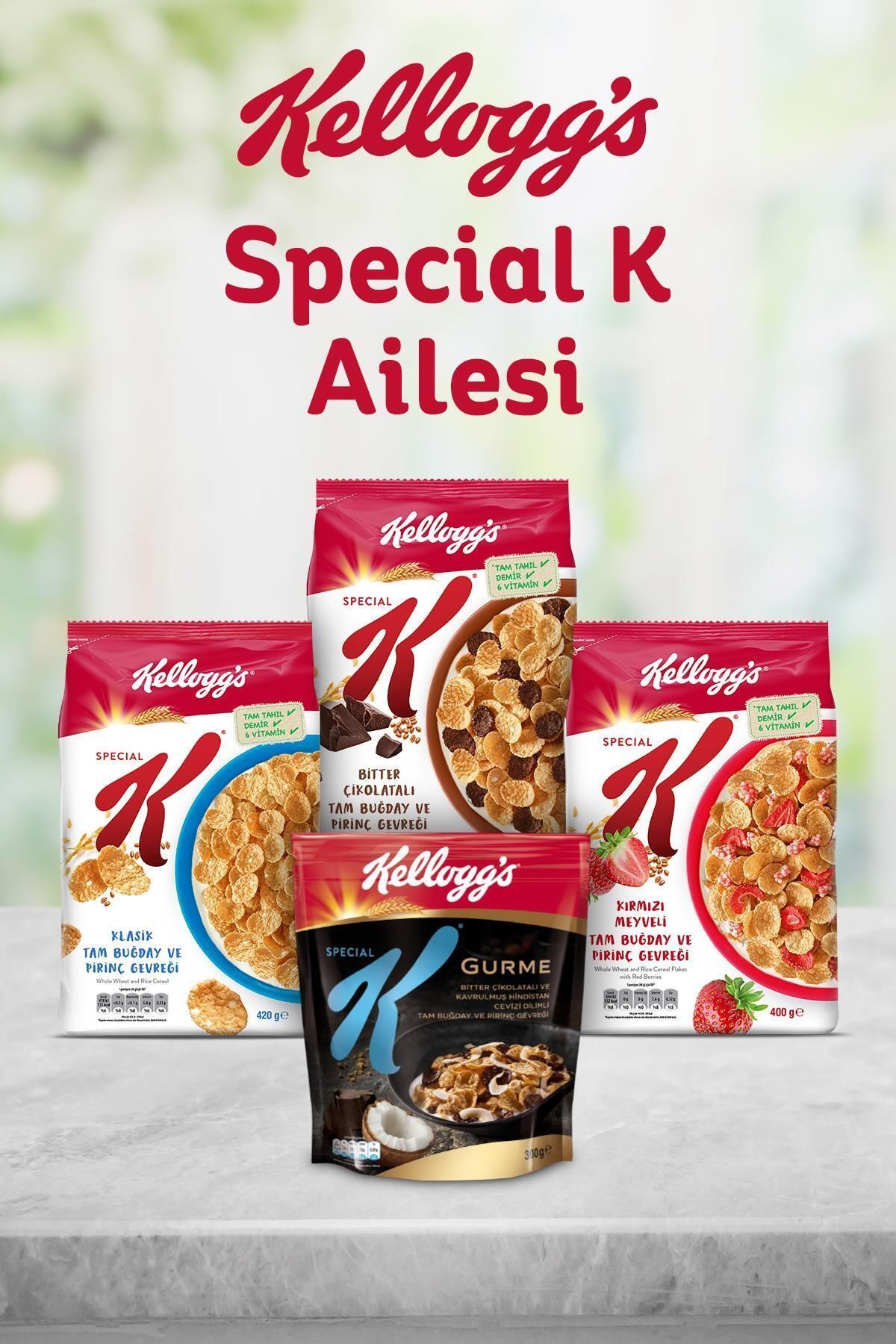 Kellogg's 4lü Special K Paketi,çikolatalı,kırmızı Meyveli,gurme Ve Sade Kahvaltılık Gevrek