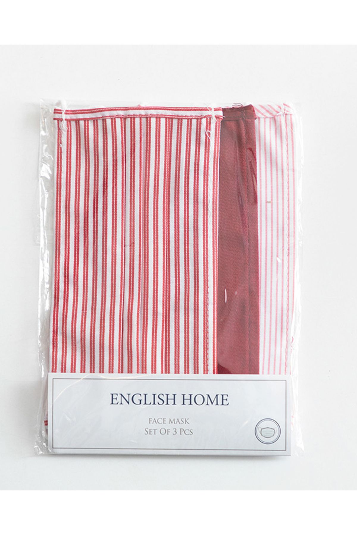 English Home Stripes Pamuk Kumaş Maske Bordo