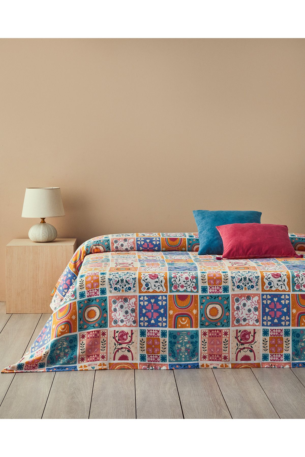 English Home Patchwork Harmony Tek Kişilik Pike Pembe