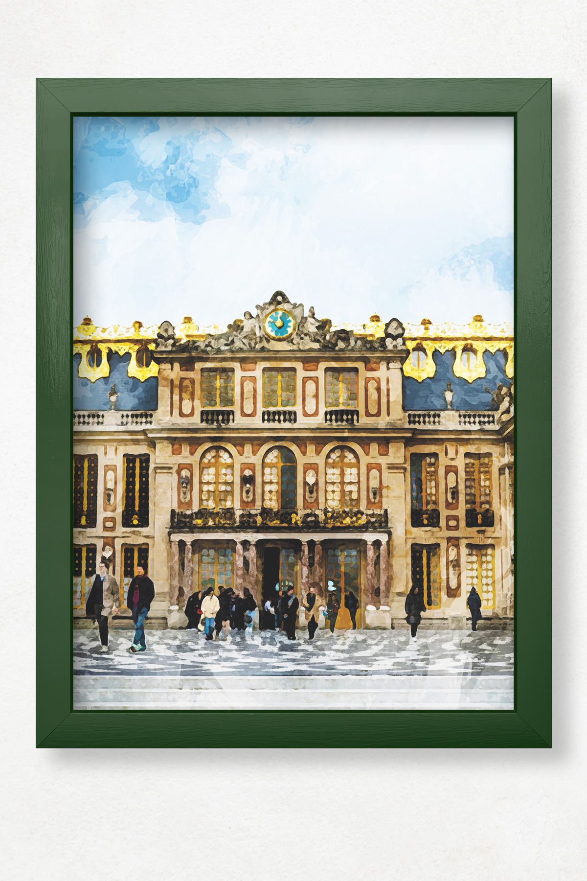 DuoArt Versay Sarayı-Versailles/İkonik Yapılar/Efekt/Doğal Ahşap Çerçeveli Poster/Çerçeve Rengi:Koyu Yeşil