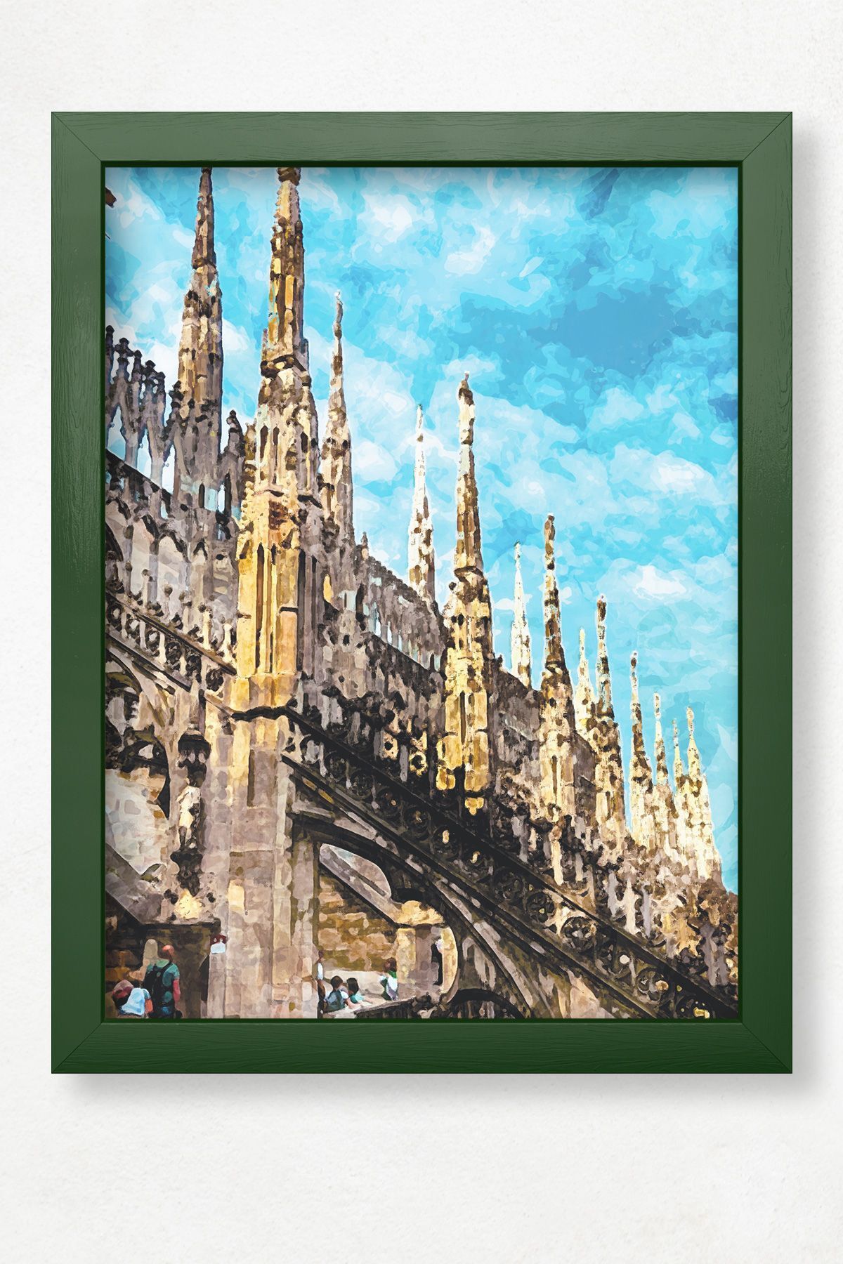 DuoArt La Sagrada Familia-Barselona/İkonik Yapılar/Doğal Ahşap Çerçeveli Poster/Çerçeve Rengi:Koyu Yeşil