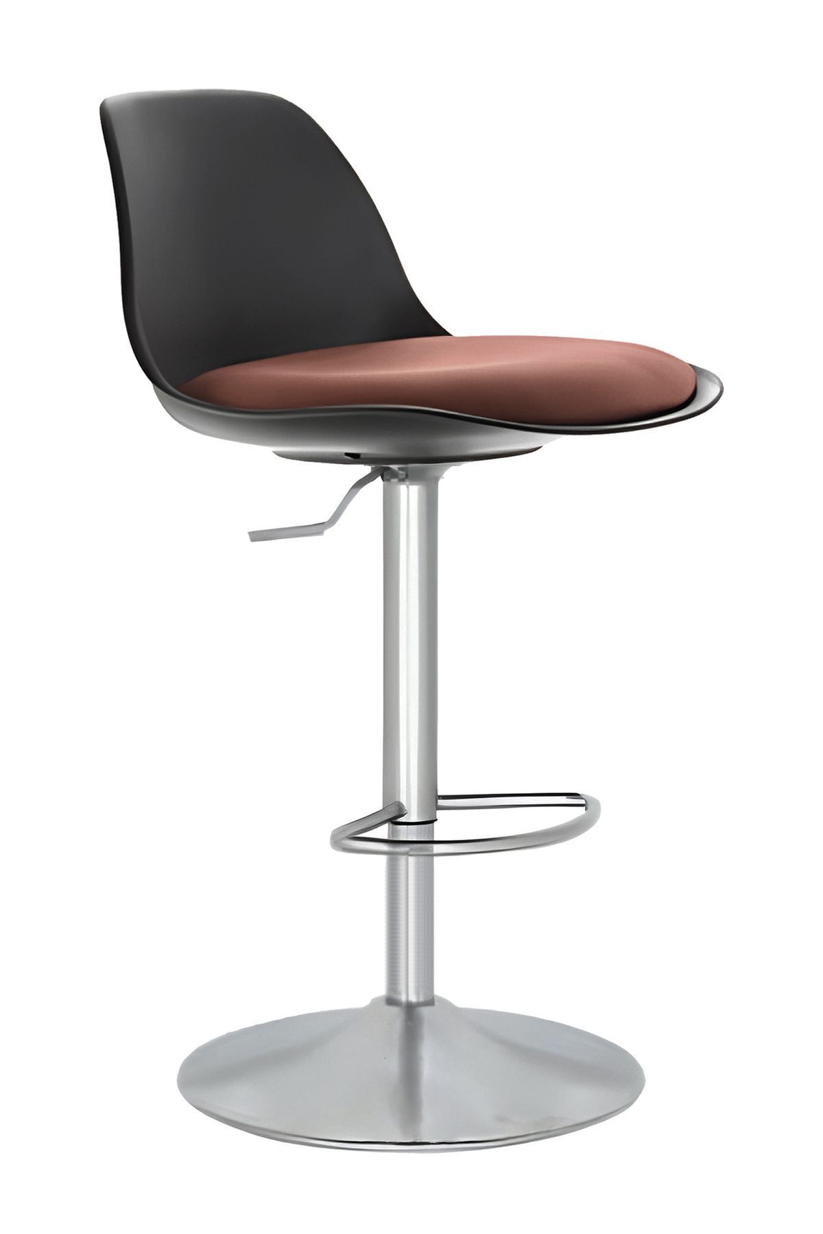 Bürocci Nadya Bar Sandalyesi - Kahverengi Deri - Metal Ayaklı Bar Taburesi - 9537s0121