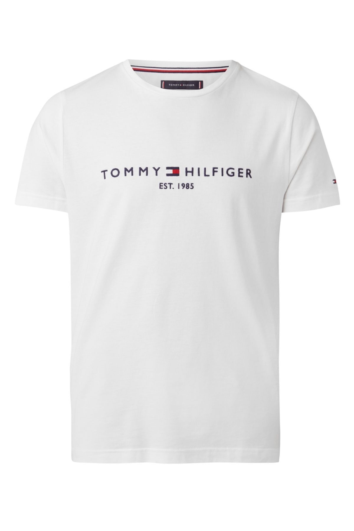 Tommy Hilfiger Erkek Marka Logolu Gündelik Kullanıma Uygun Organik Pamuklu Beyaz T-shirt Mw0mw11465118-beyaz