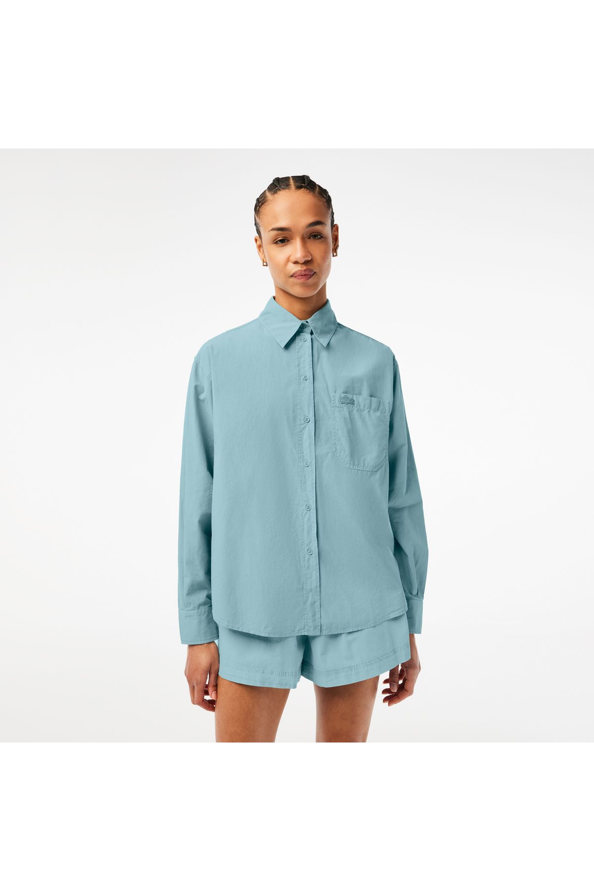 Lacoste Kadın Oversize Mavi Gömlek