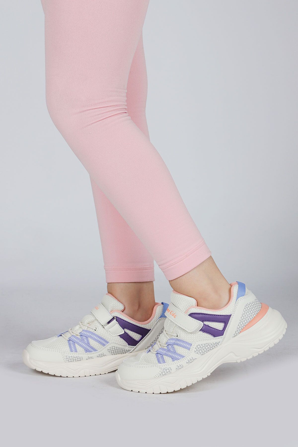 Jump 29187 Cırtlı Indigo Mavi - Pembe Kız Çocuk Sneaker Günlük Spor Ayakkabı