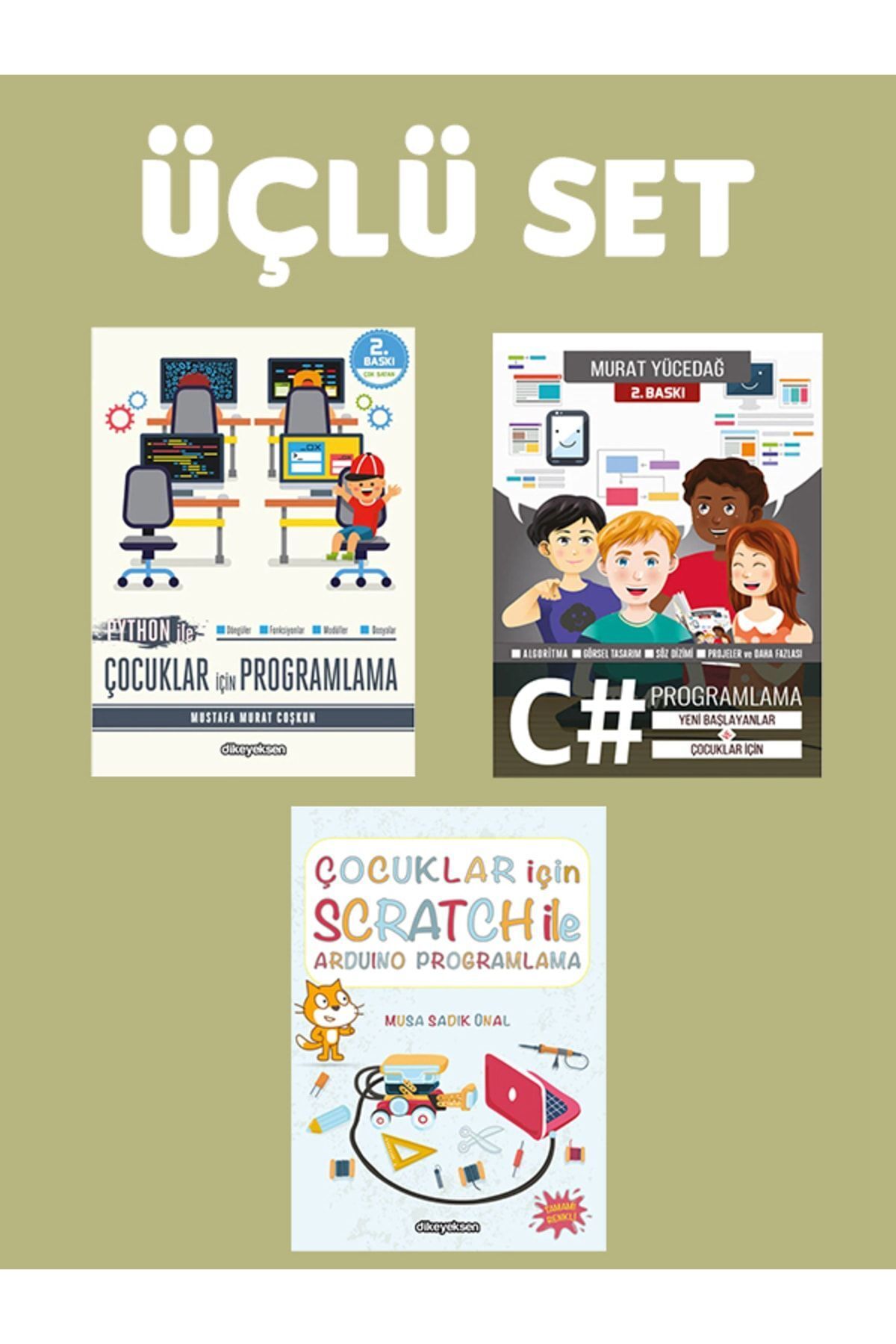 Dikeyeksen Yayıncılık Çocuklar Için C# - Python Ile Çocuklar Için Programlama - Çocuklar Için Arduino (3'lü Set)