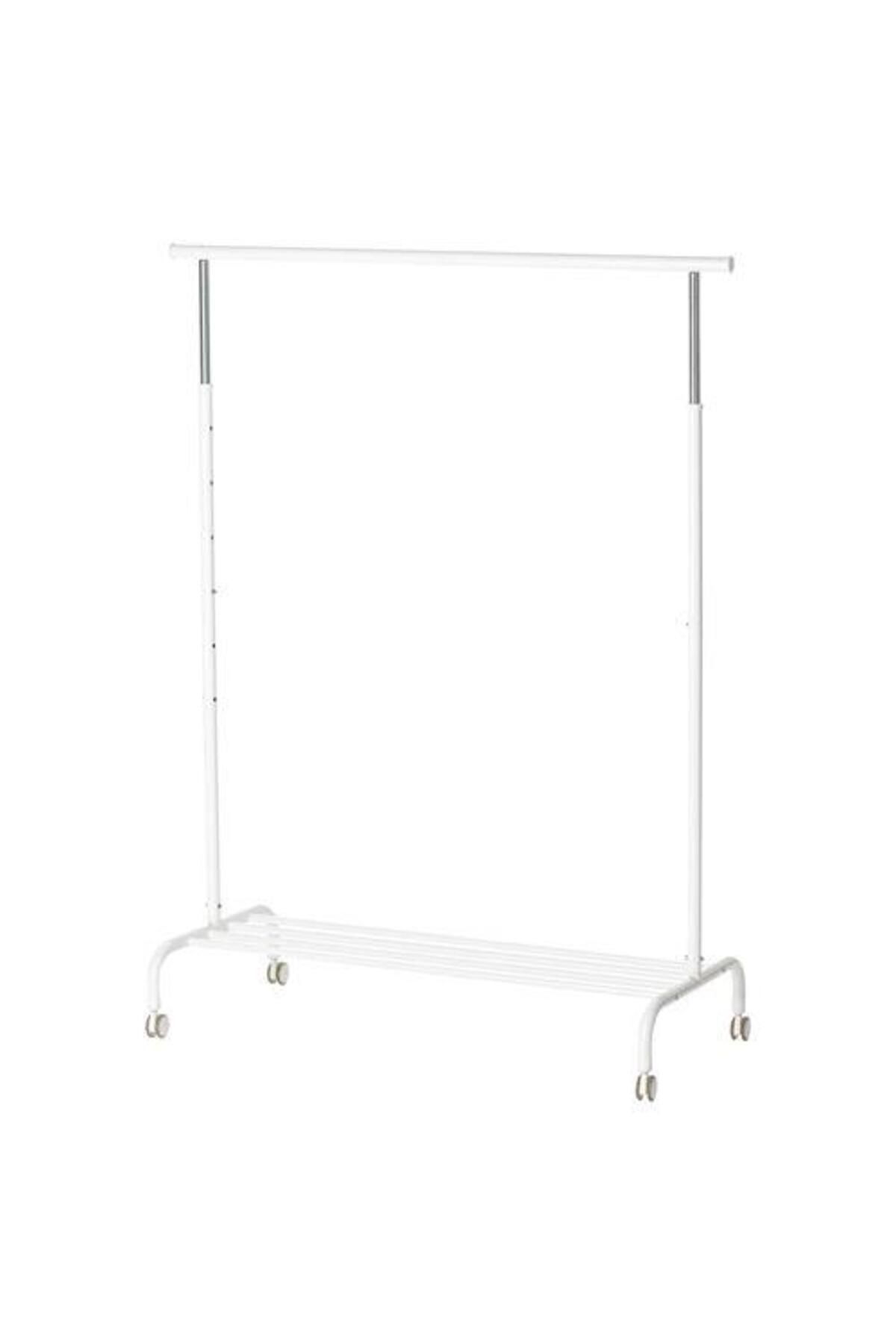IKEA Ayaklı Askılık 111x126/175 Cm Meridyendukkan Dilsiz Uşak Beyaz Renk Ayaklı Elbise Askılığı Metal