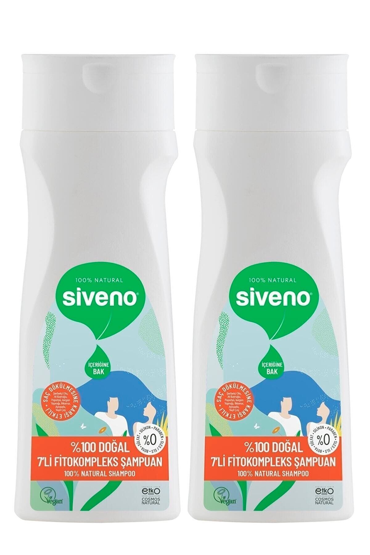Siveno %100 Doğal Fitokompleks Şampuan 7 Bitki Yoğun Dökülme Karşıtı Dolgunlaştırıcı 300 ml X 2 Adet