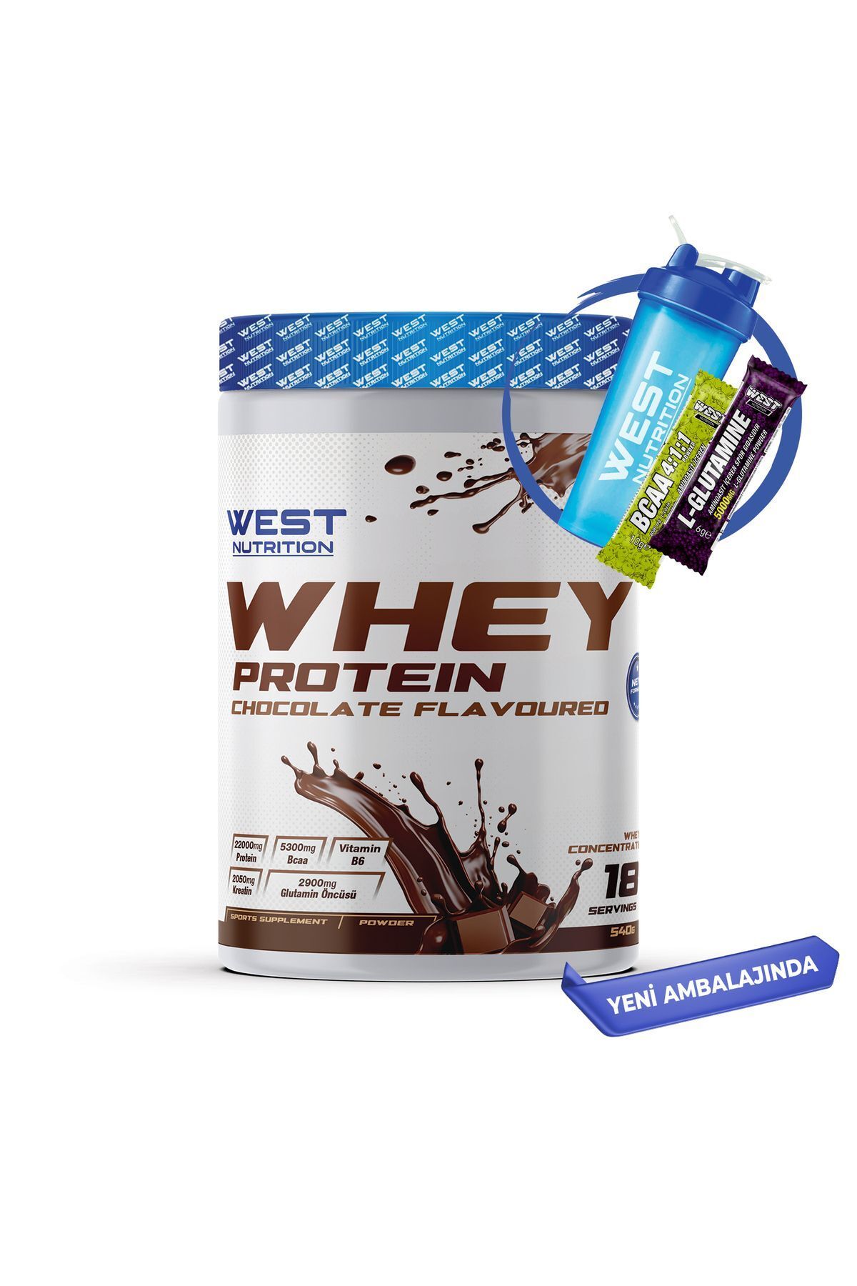 West Nutrition Whey Protein Tozu 540 gr 18 Servis Çikolata Aromalı