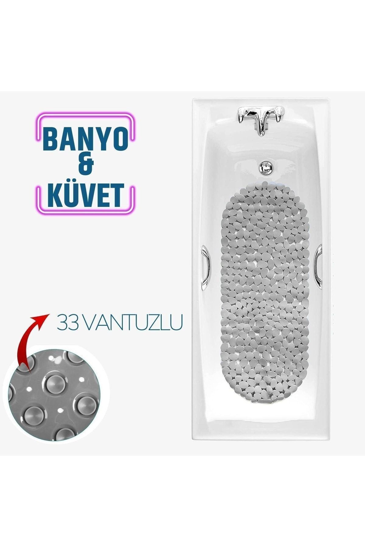 Transformacion Banyo Duş Kaydırmaz Paspas Beyaz 33 Vantuzlu J.stone Design