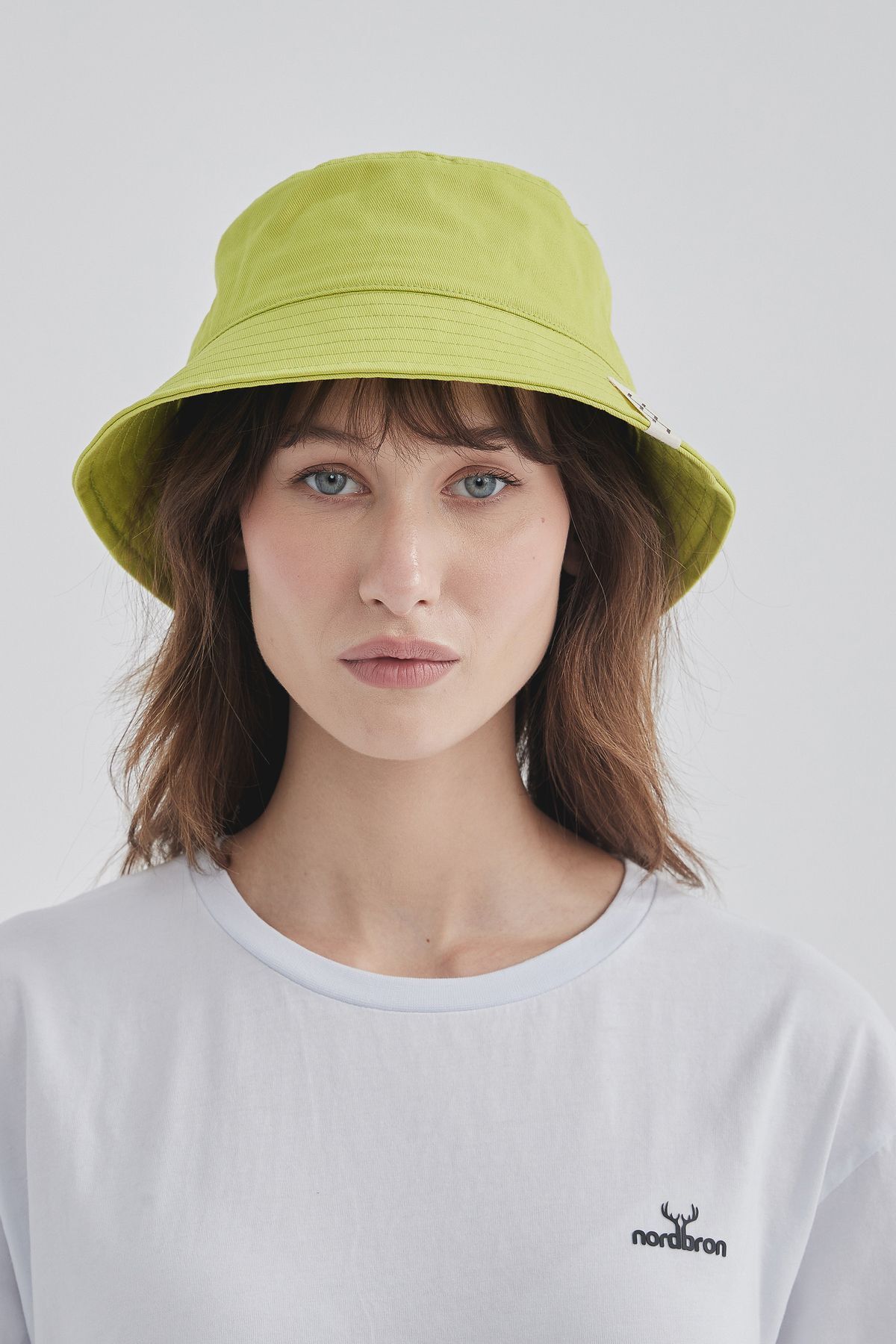 Nordbron Unisex Limon Yeşili Yazlık Terletmez Nakış Detaylı Buxket Kova Şapka %100 Pamuklu Astar Gravois