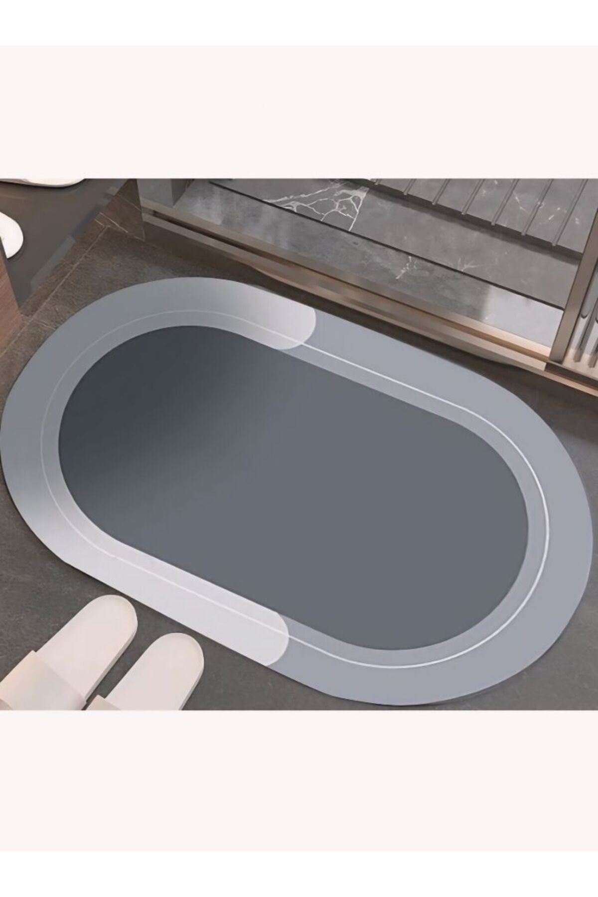 Mi-ÇA HOME Sihirli Süper Su Emici Banyo Ayak Paspası, 38*58 Cm Ölçü/ Kaymaz Tabanlı Oval Abdest Paspası